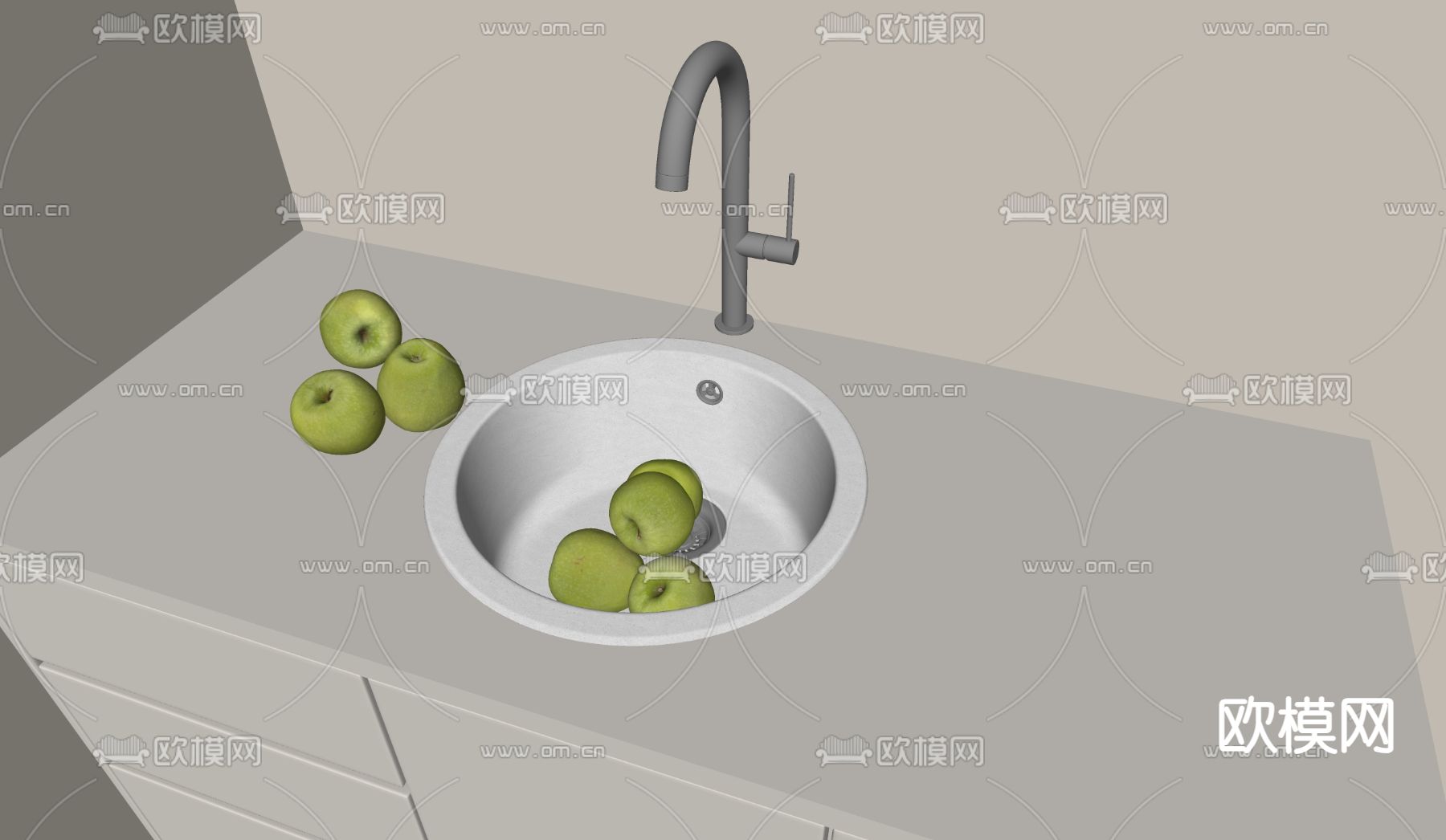 水槽 洗菜盆su模型下载（渲染图2）