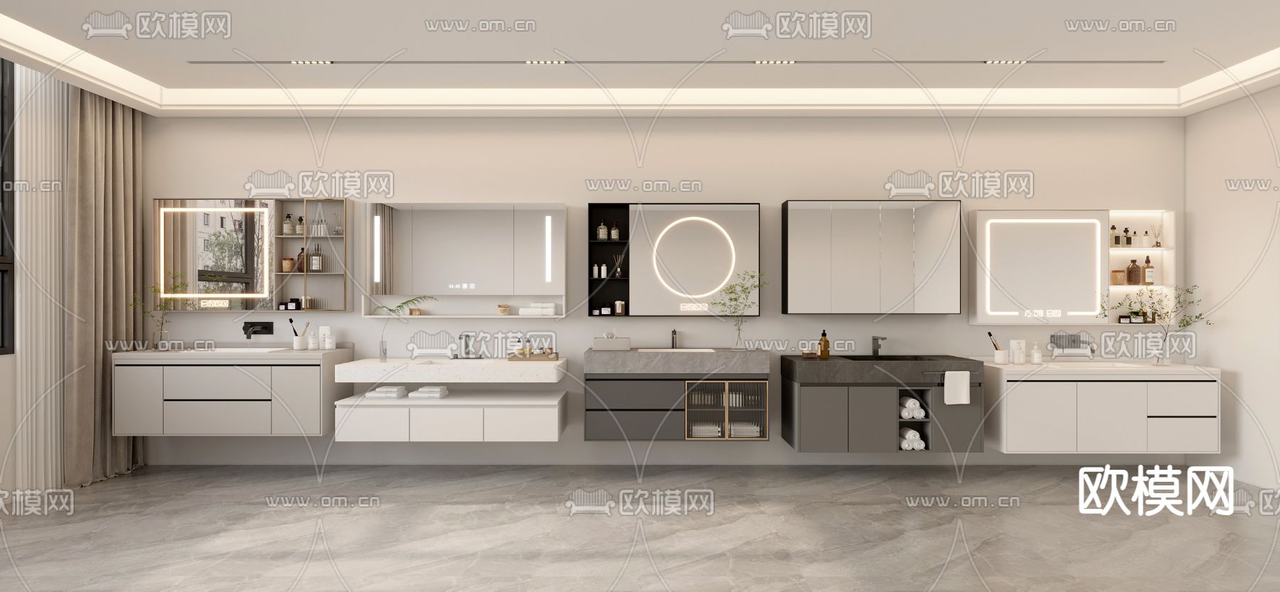 台盆 洗手台 镜柜3d模型下载