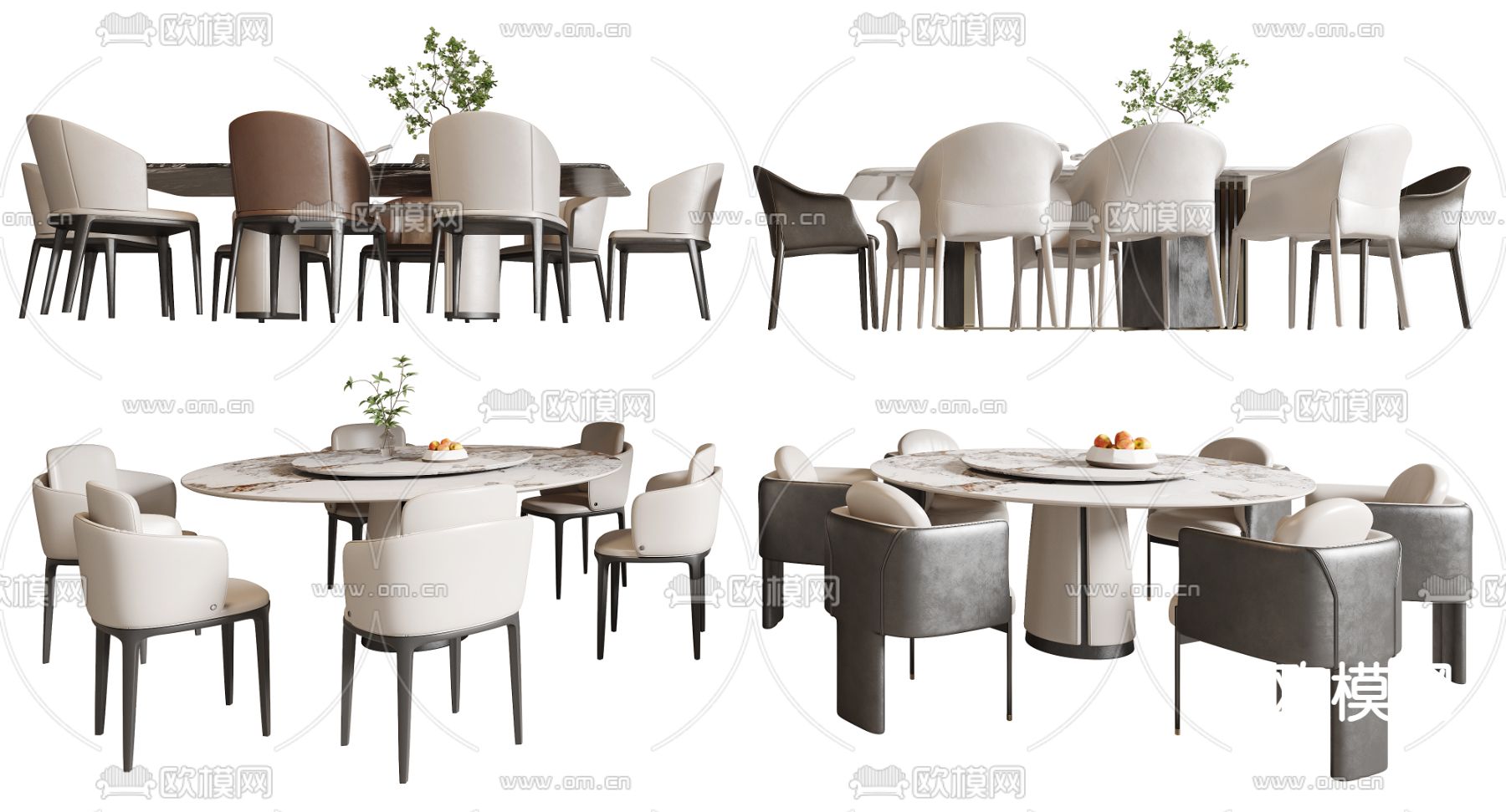 轻奢餐桌椅 圆形餐桌3d模型下载