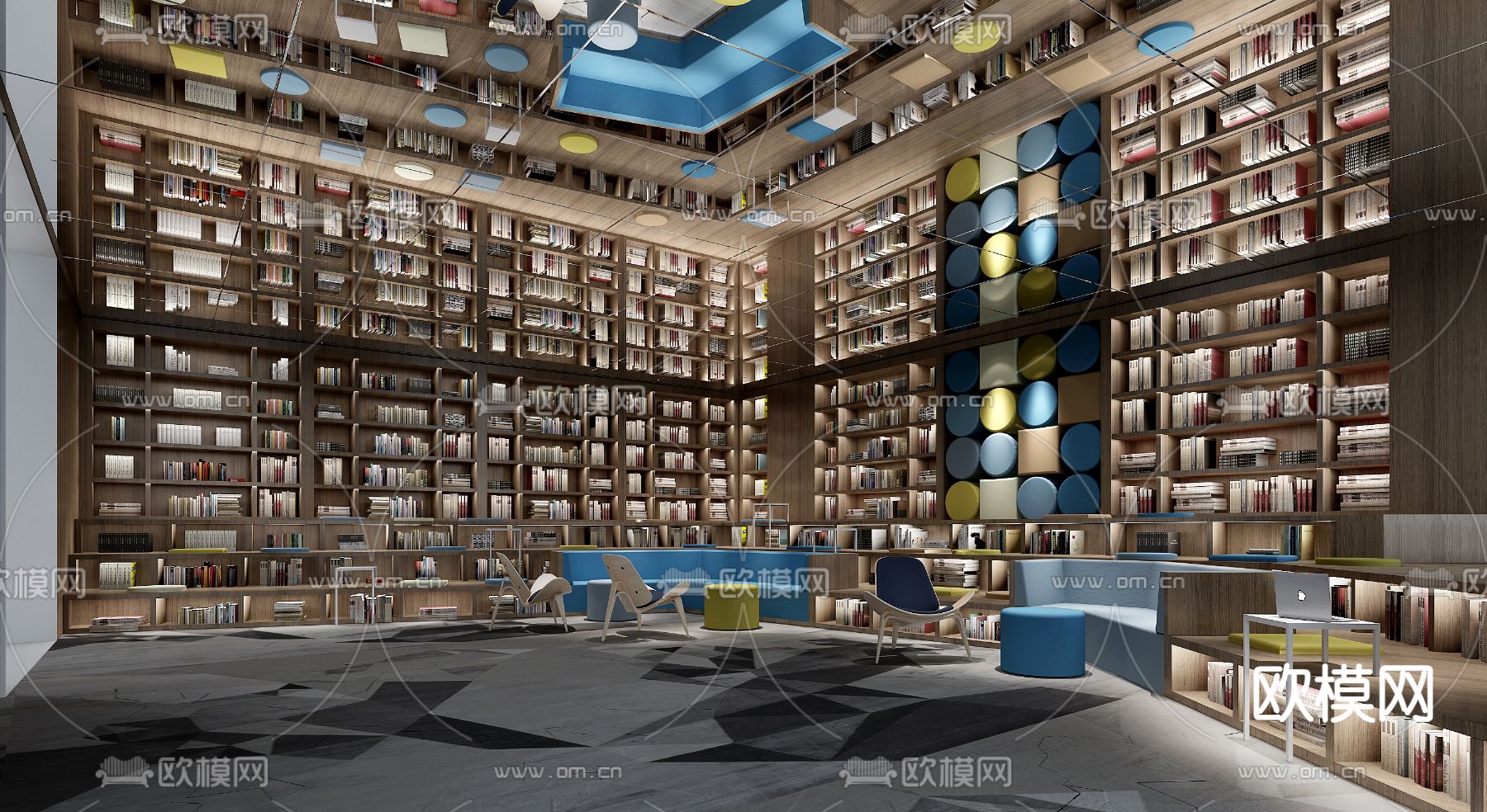 图书馆阅读室3d模型下载