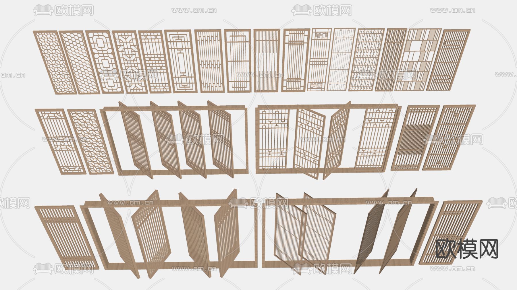 中式屏风 隔断su模型下载（渲染图2）