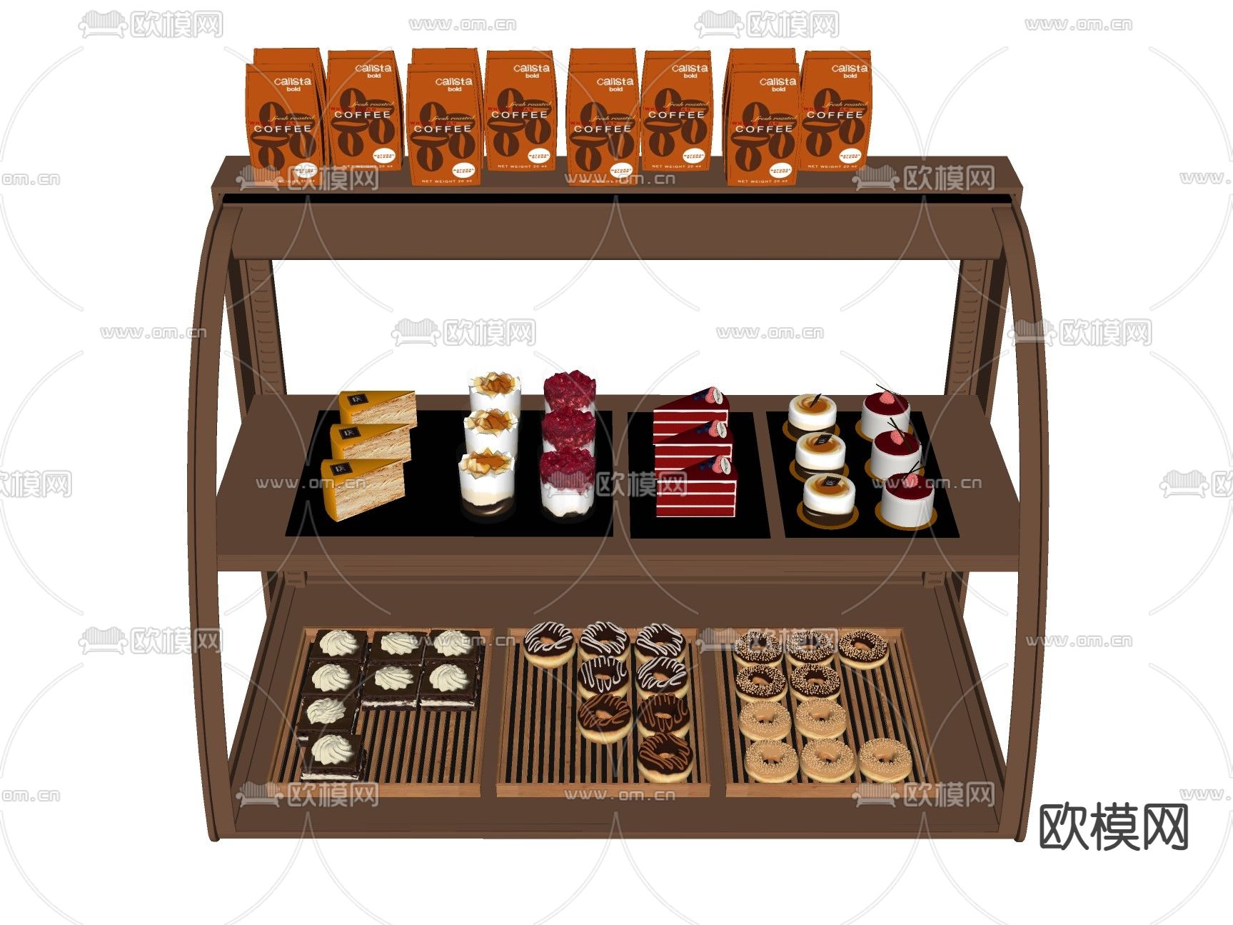 食物饮料 蛋糕面吧su模型下载（渲染图2）