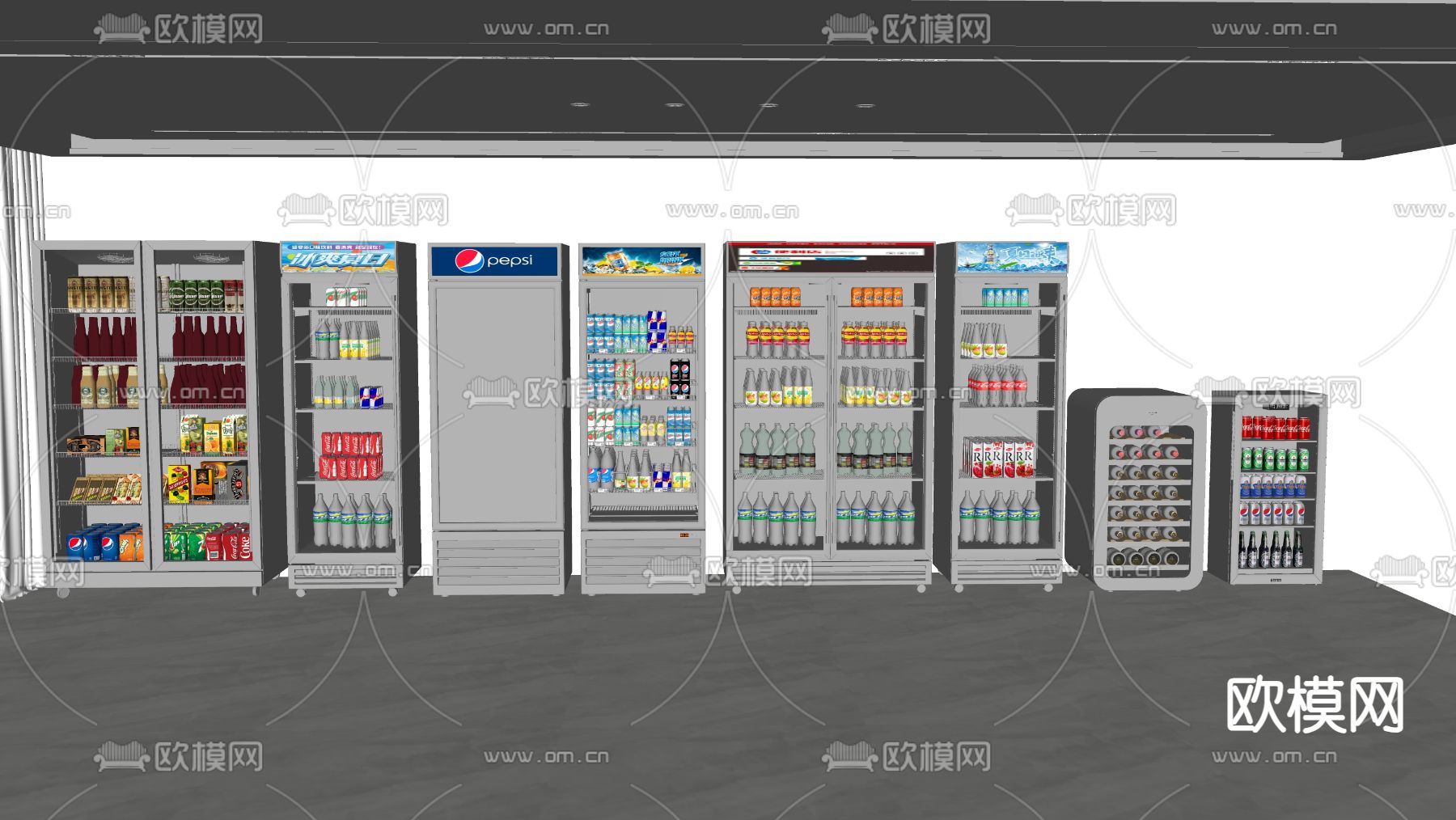 饮料冰箱su模型下载（渲染图2）