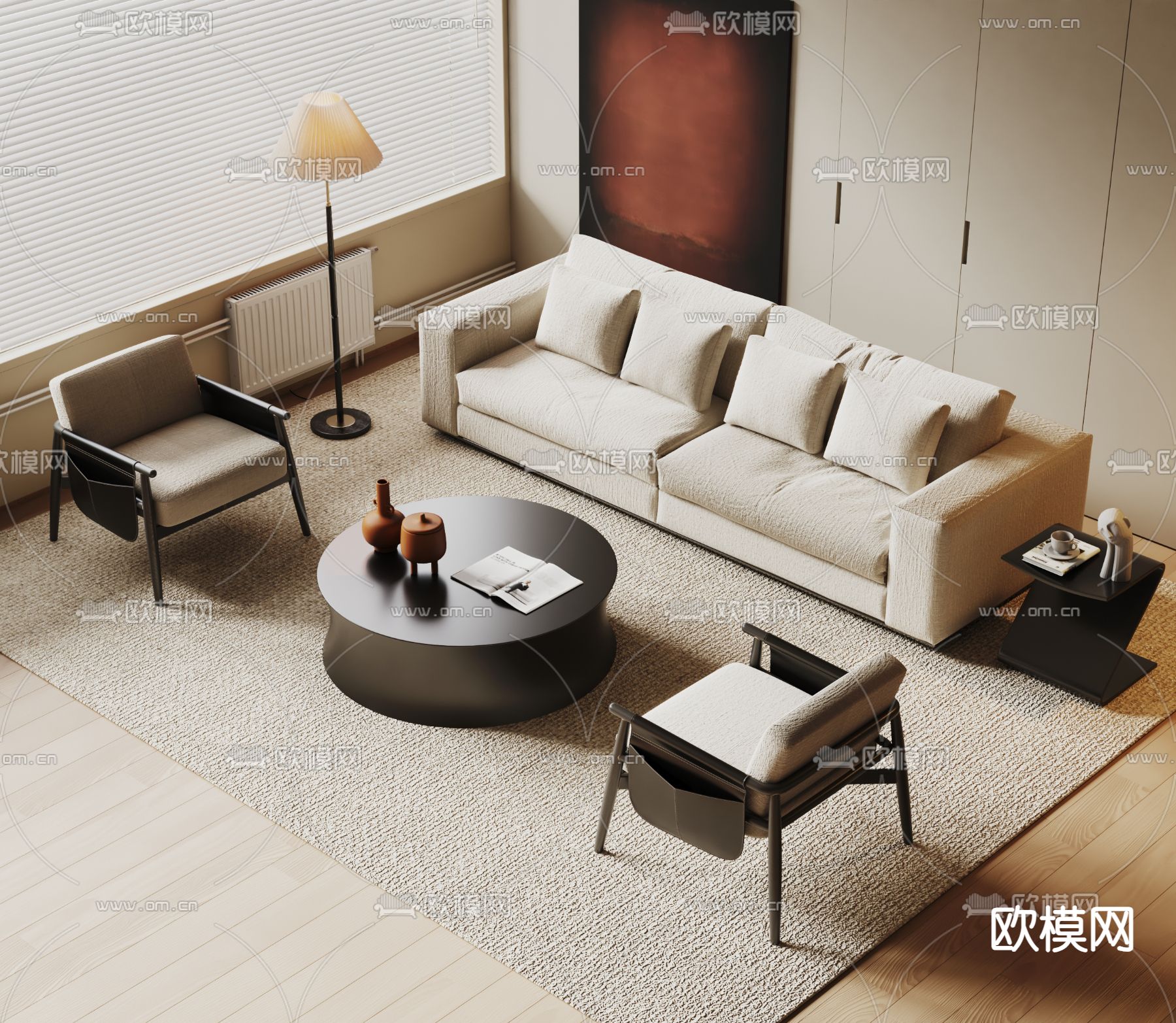 侘寂风沙发 组合沙发3d模型下载