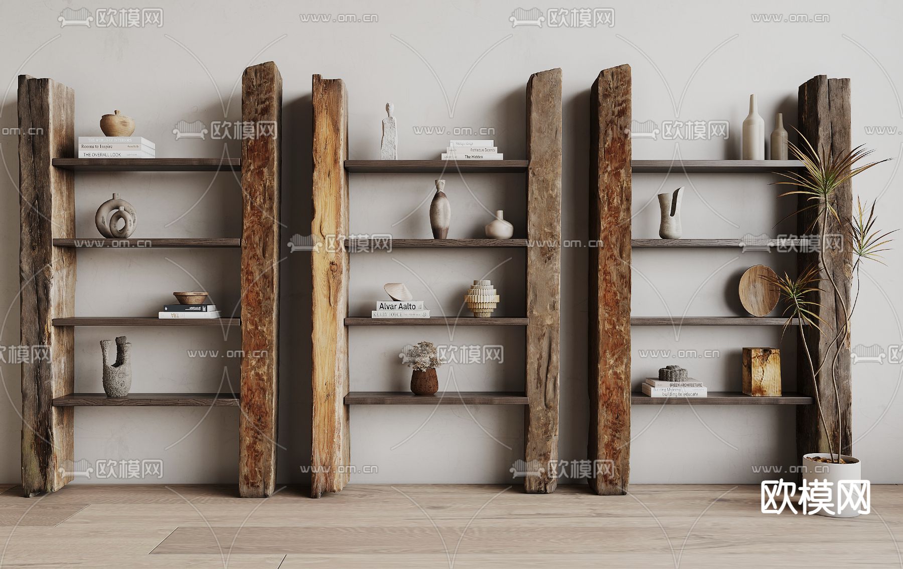 侘寂书架 置物架 陈列架3d模型下载