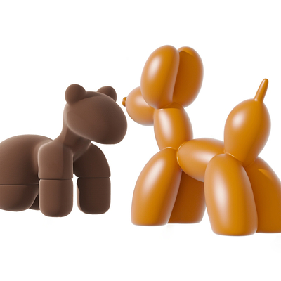  橙棕色气球狗su模型 