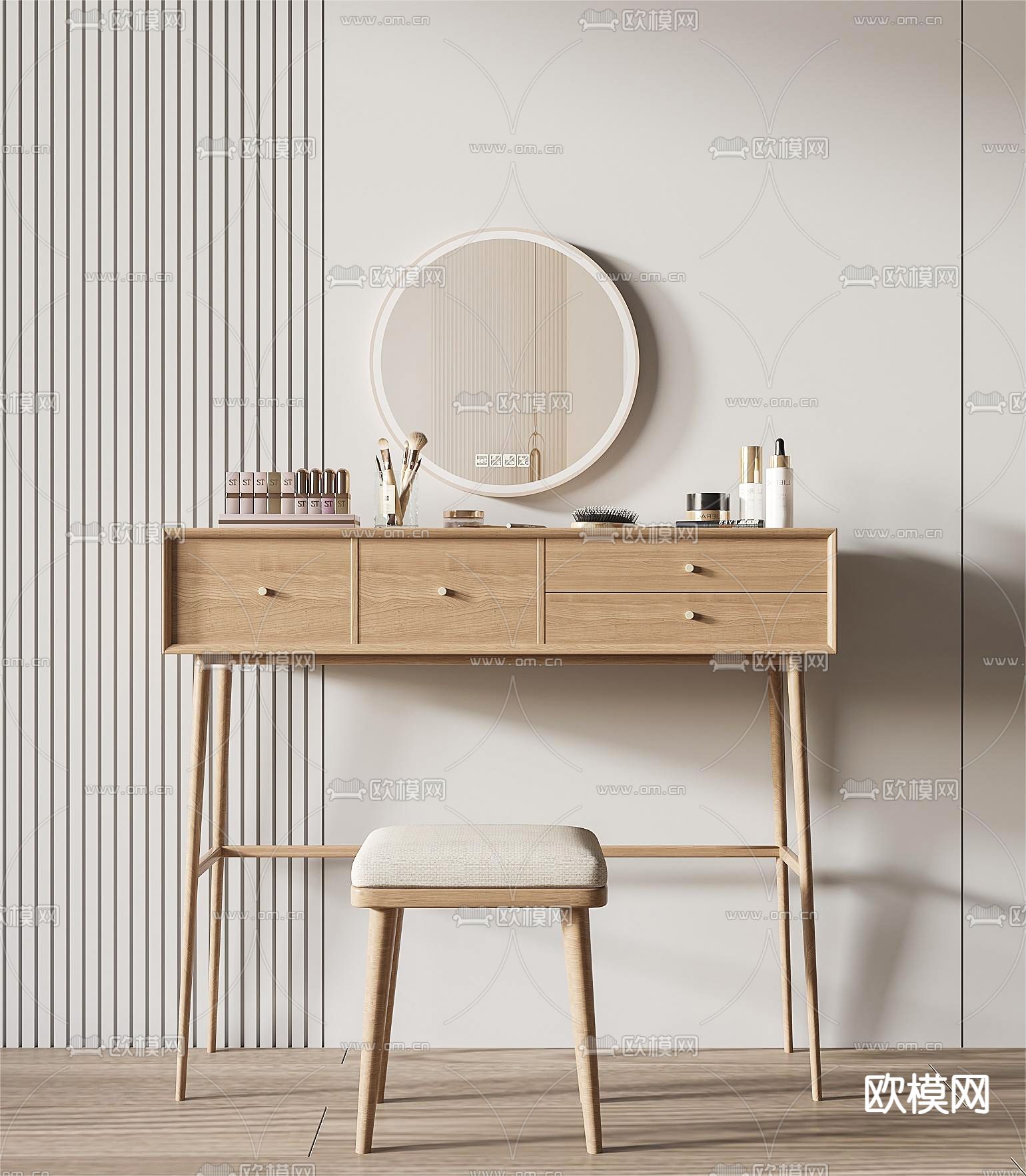 北欧梳妆台3d模型下载