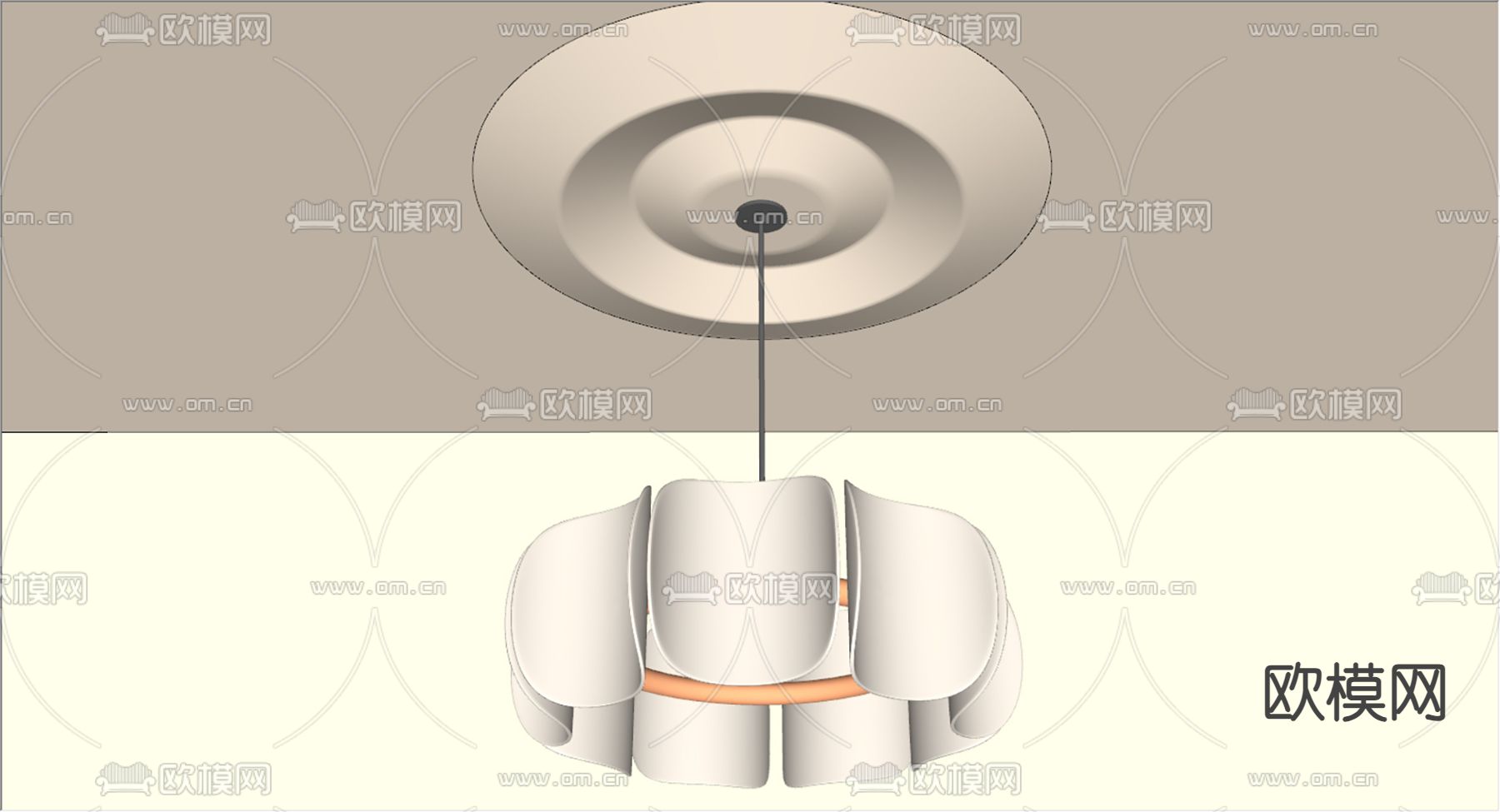 侘寂风吊灯su模型下载（渲染图2）