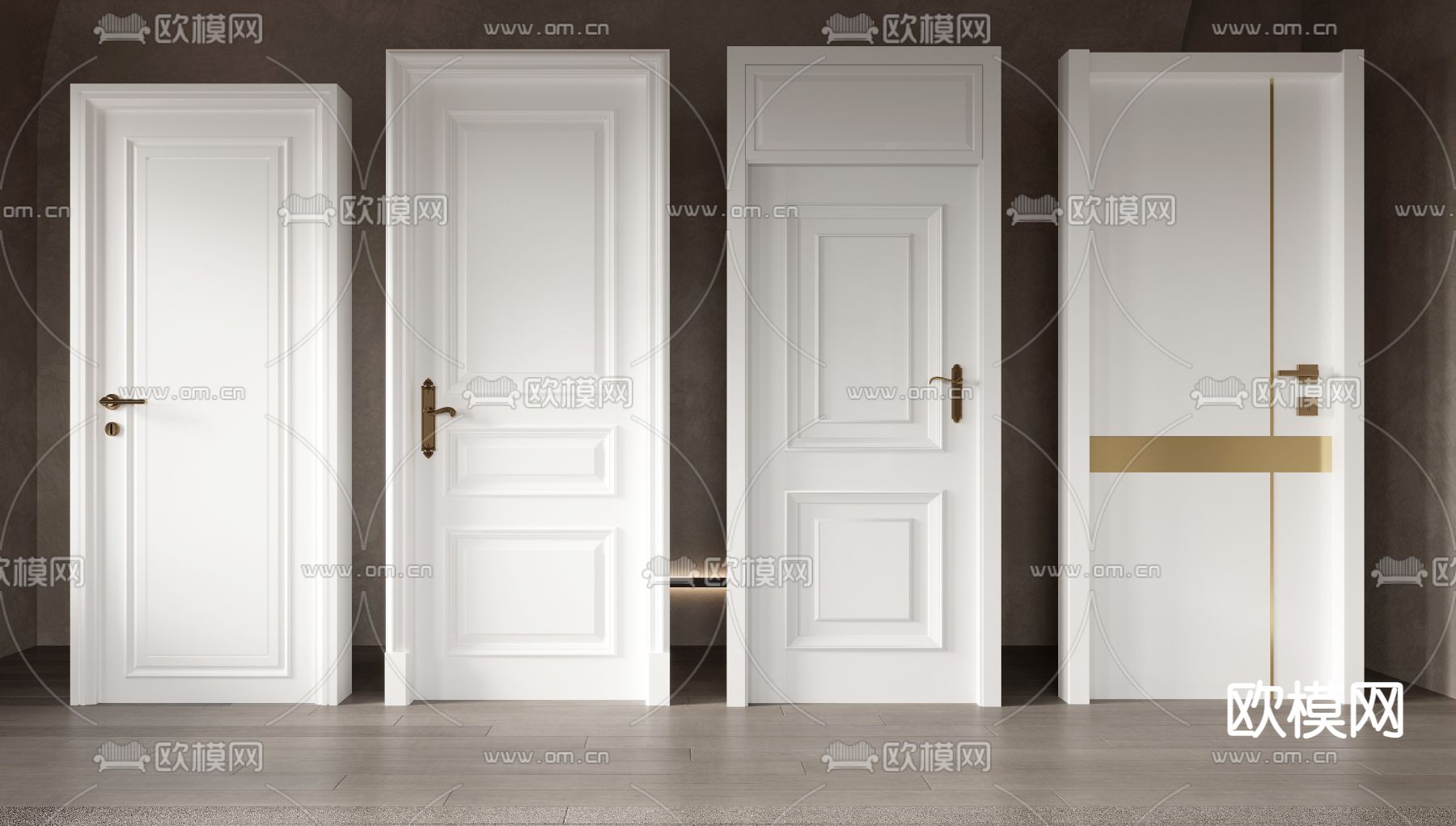 欧式房门 平开门 通顶门3d模型下载