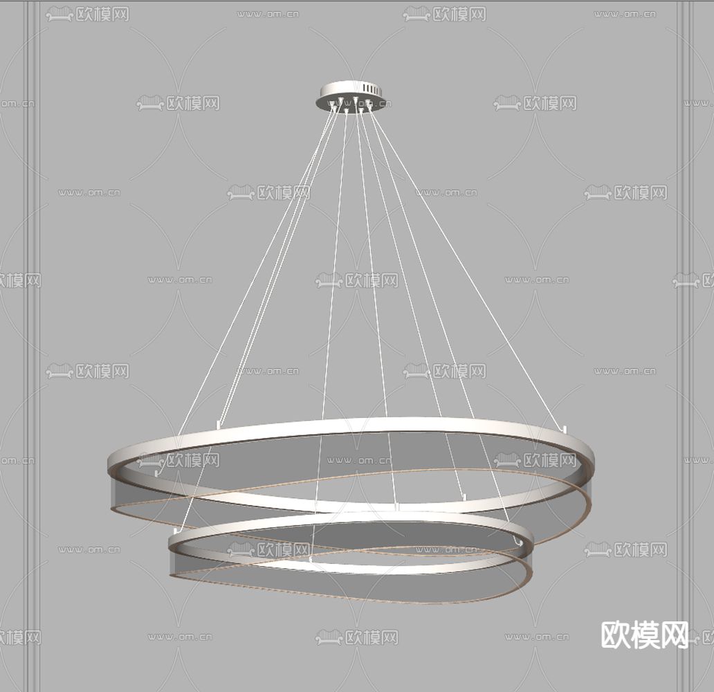 奶油风环形吊灯su模型下载（渲染图2）