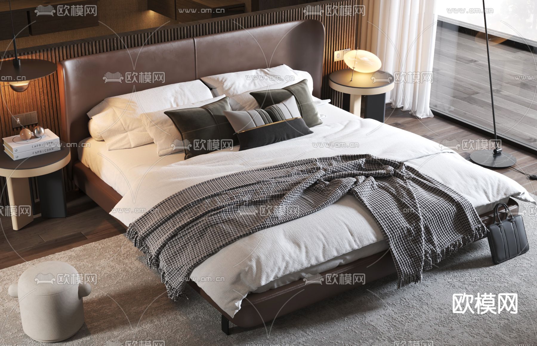 Minotti 双人床3d模型下载（渲染图1）