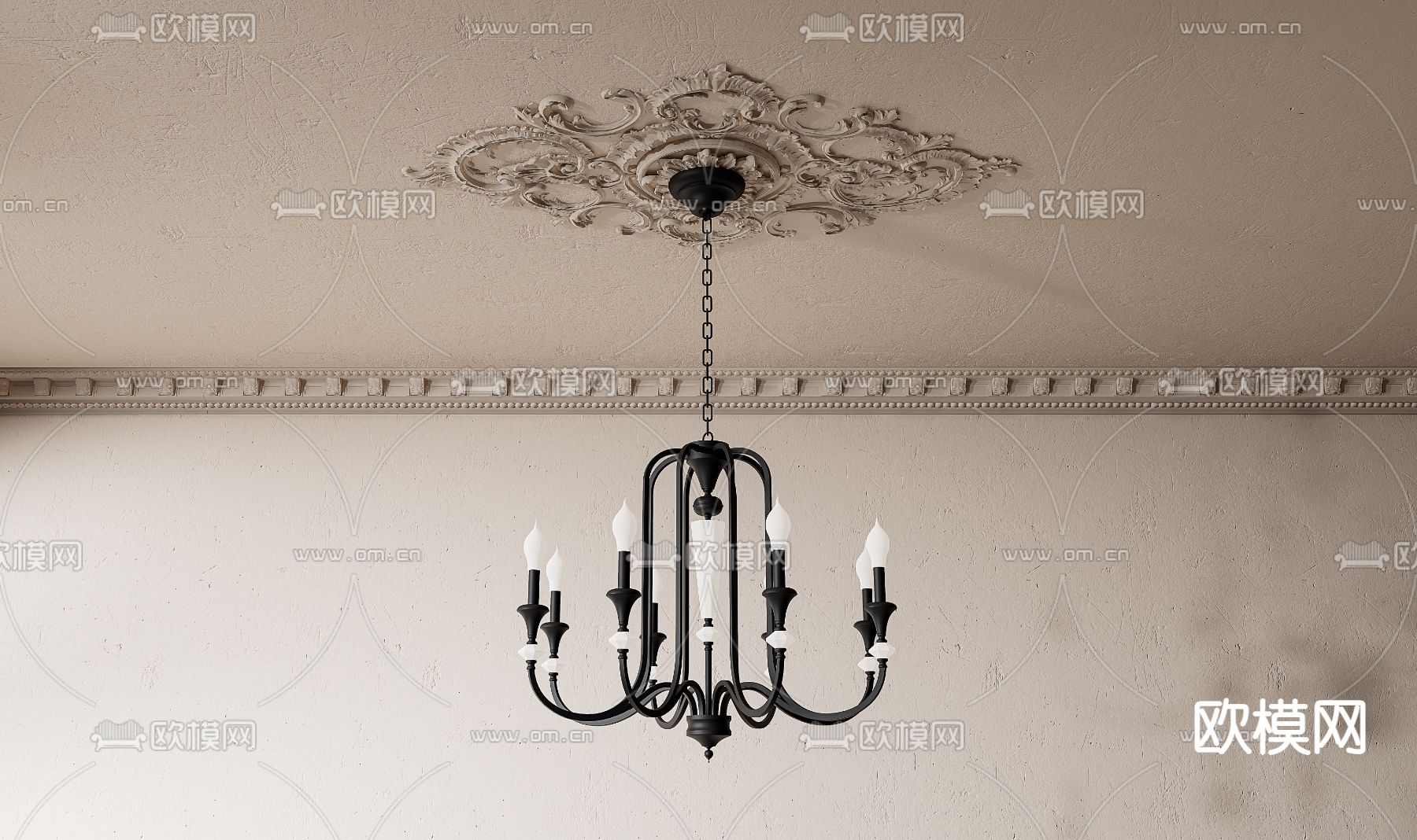 美式吊灯su模型下载（渲染图1）
