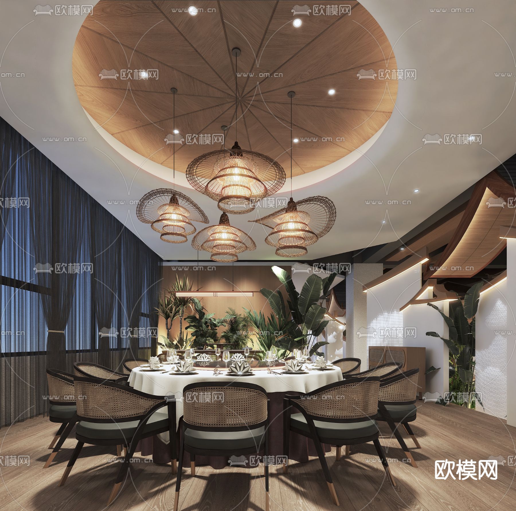 酒店餐厅包间 私房菜包房3d模型下载