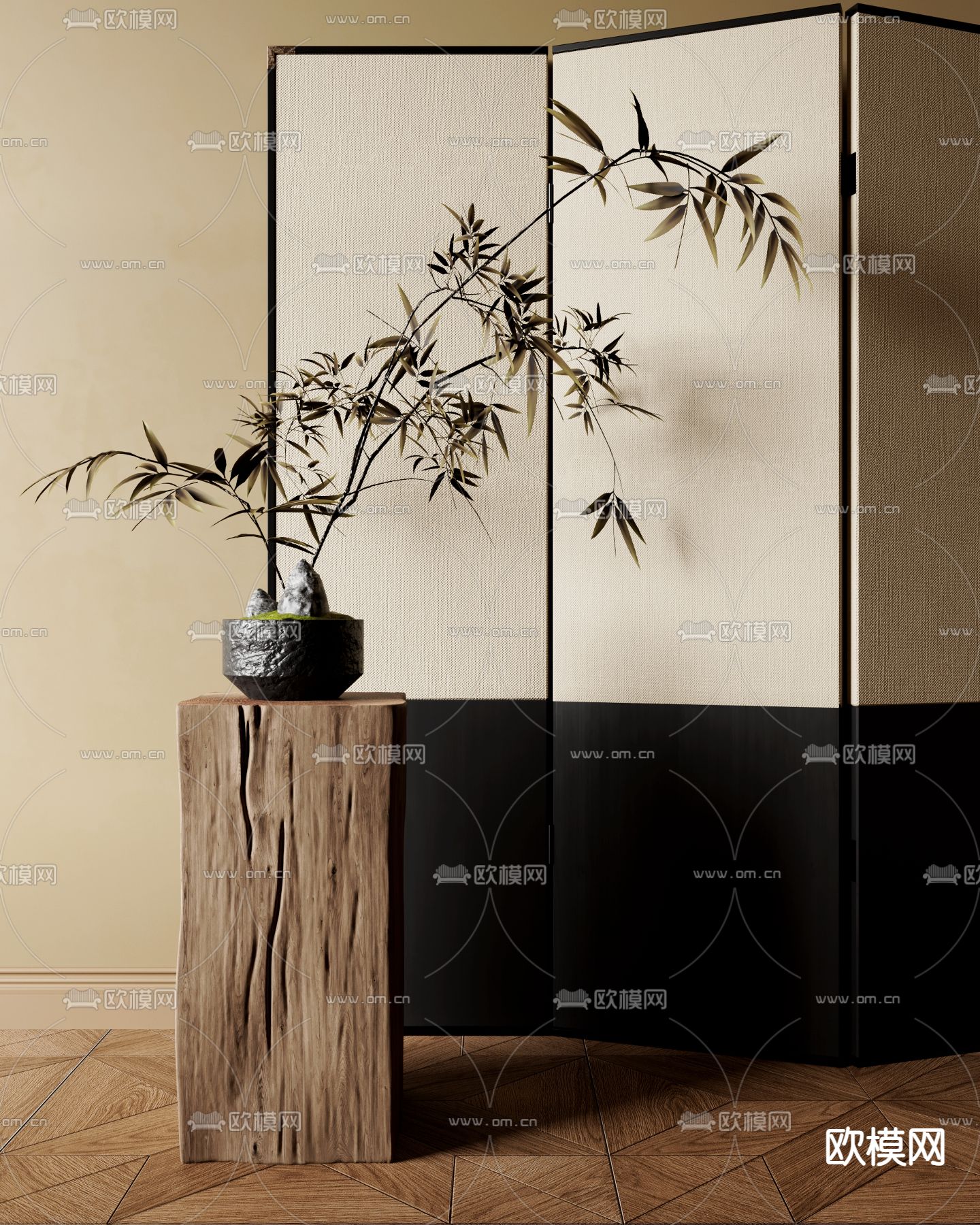 盆栽 盆景 竹子3d模型下载