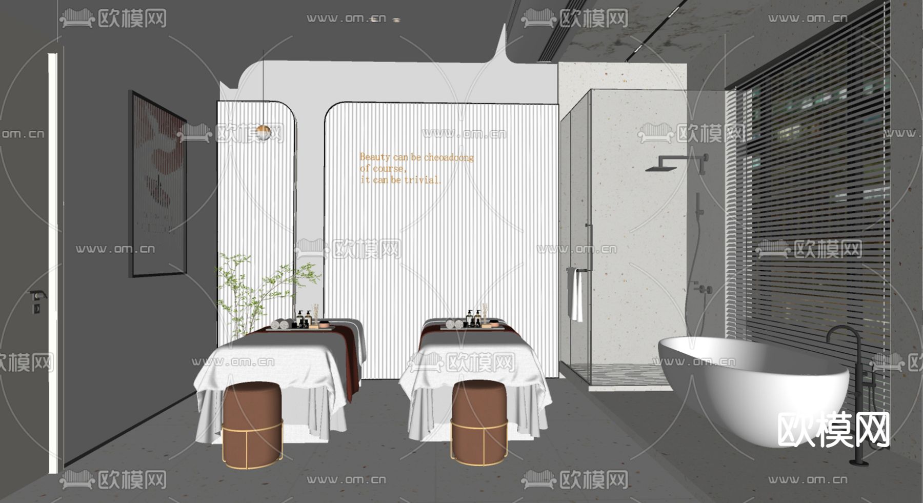 SPA护理房 美容院su模型下载（渲染图2）