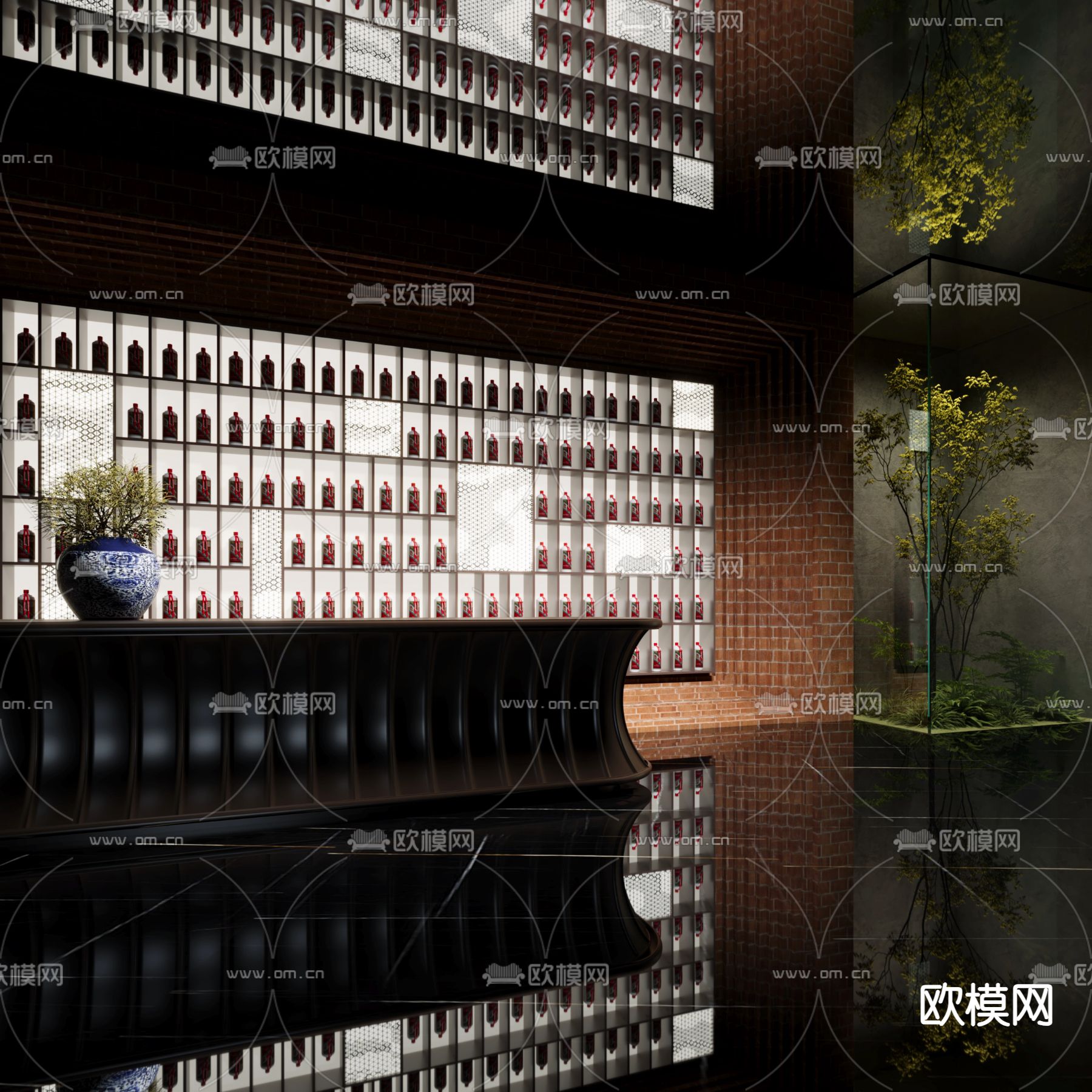 酒店前台 服务台 接待台3d模型下载