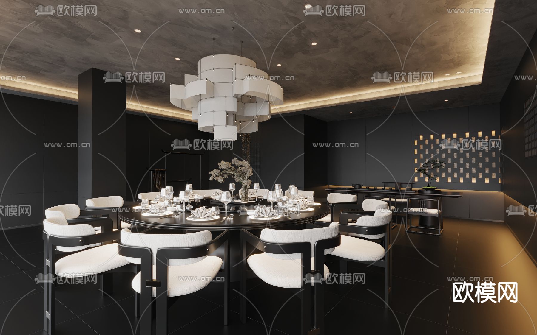 酒店餐厅包间 私房菜包房3d模型下载（渲染图1）