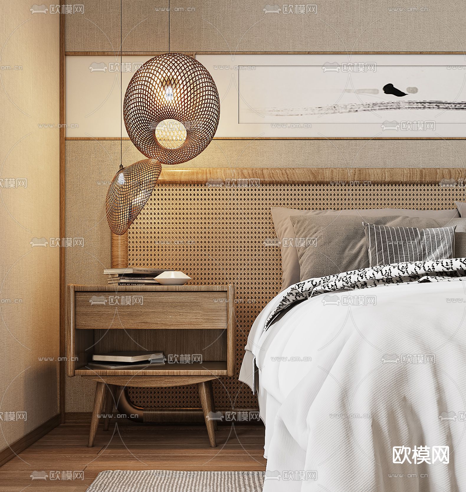 日式卧室 主卧3d模型下载（渲染图2）