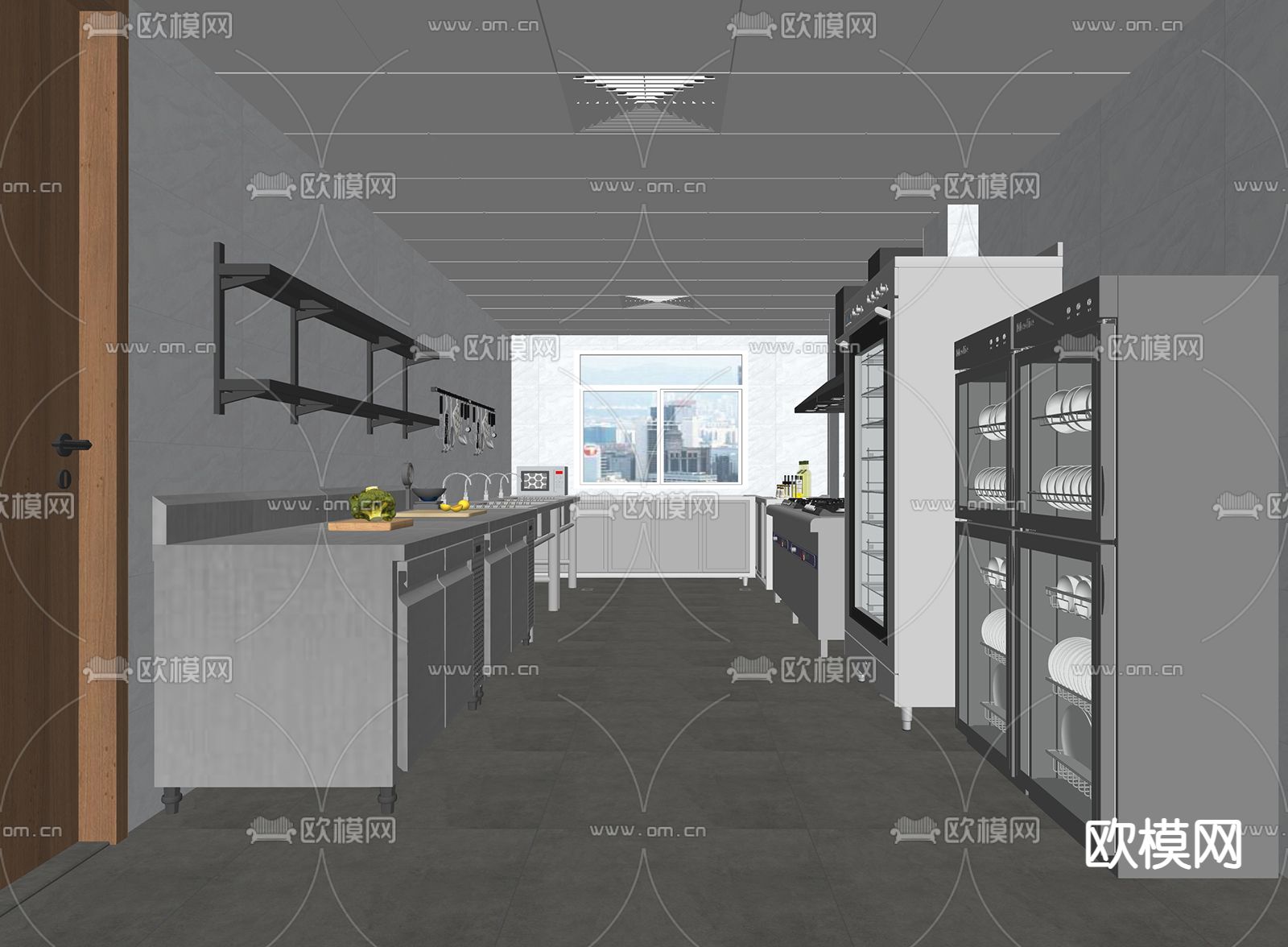 现代餐饮后厨su模型下载（渲染图2）