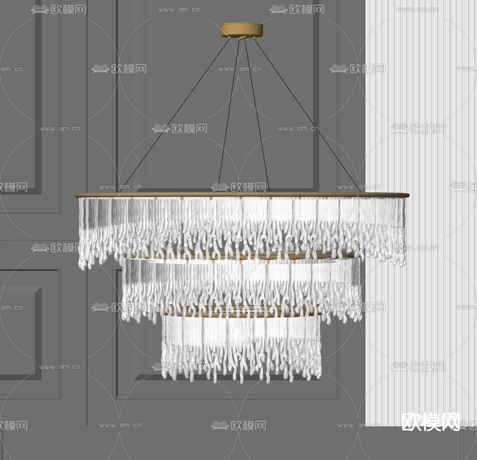 现代水晶吊灯su模型下载（渲染图2）