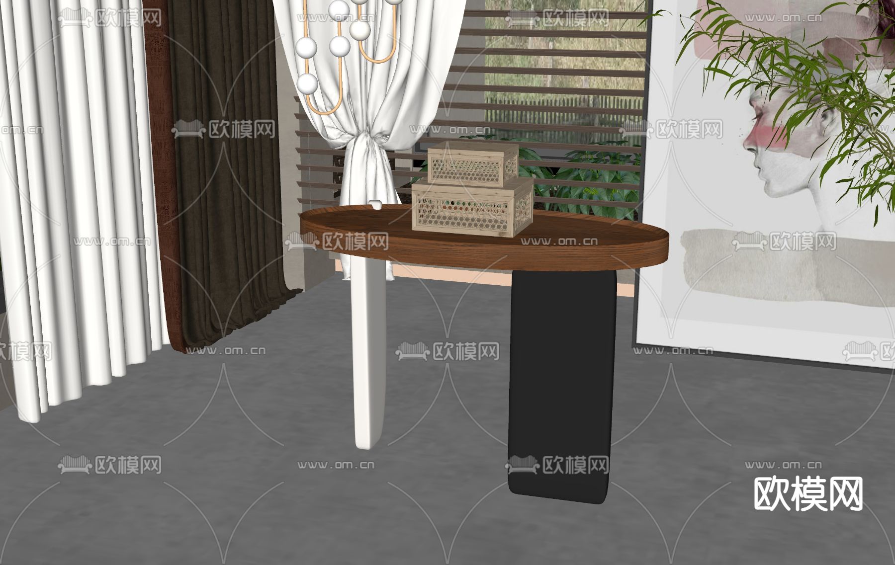 简欧边几 角几su模型下载（渲染图2）