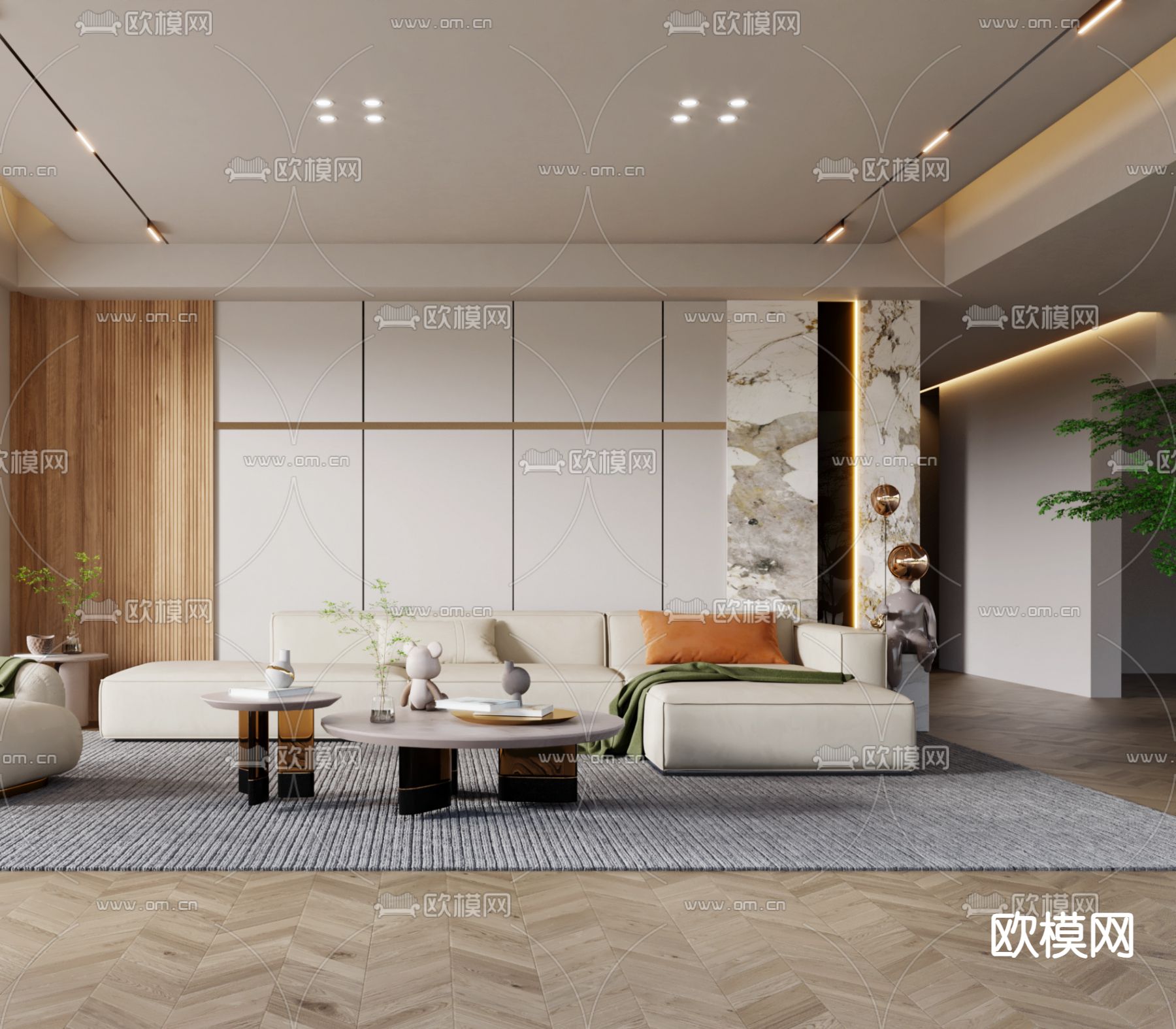 现代客厅3d模型下载（渲染图2）