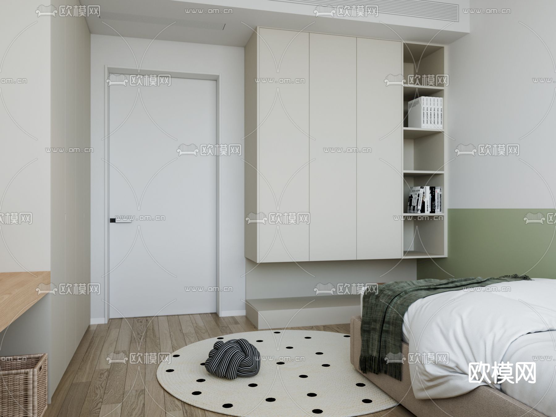 榻榻米卧室 次卧3d模型下载（渲染图2）