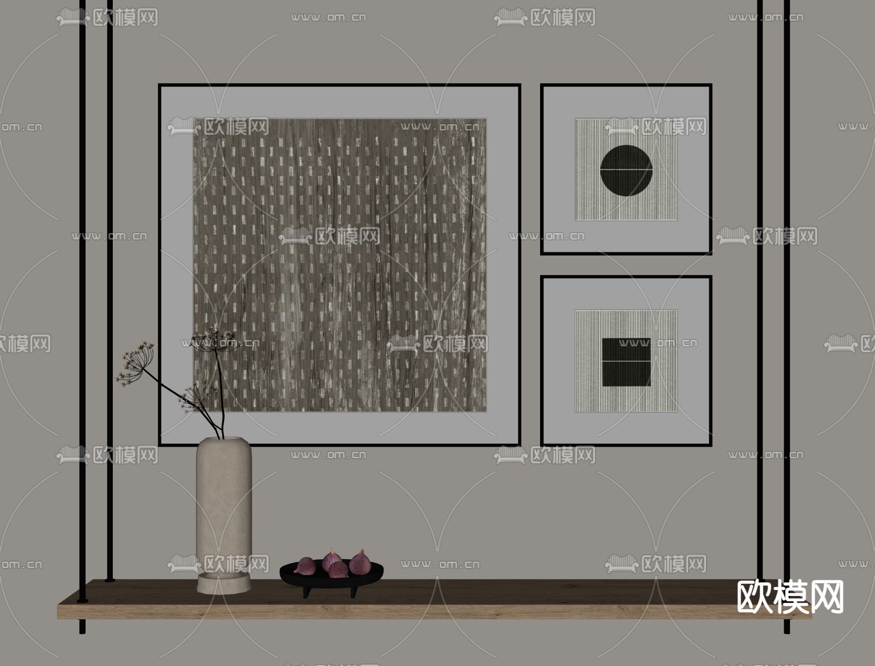 侘寂风装饰画su模型