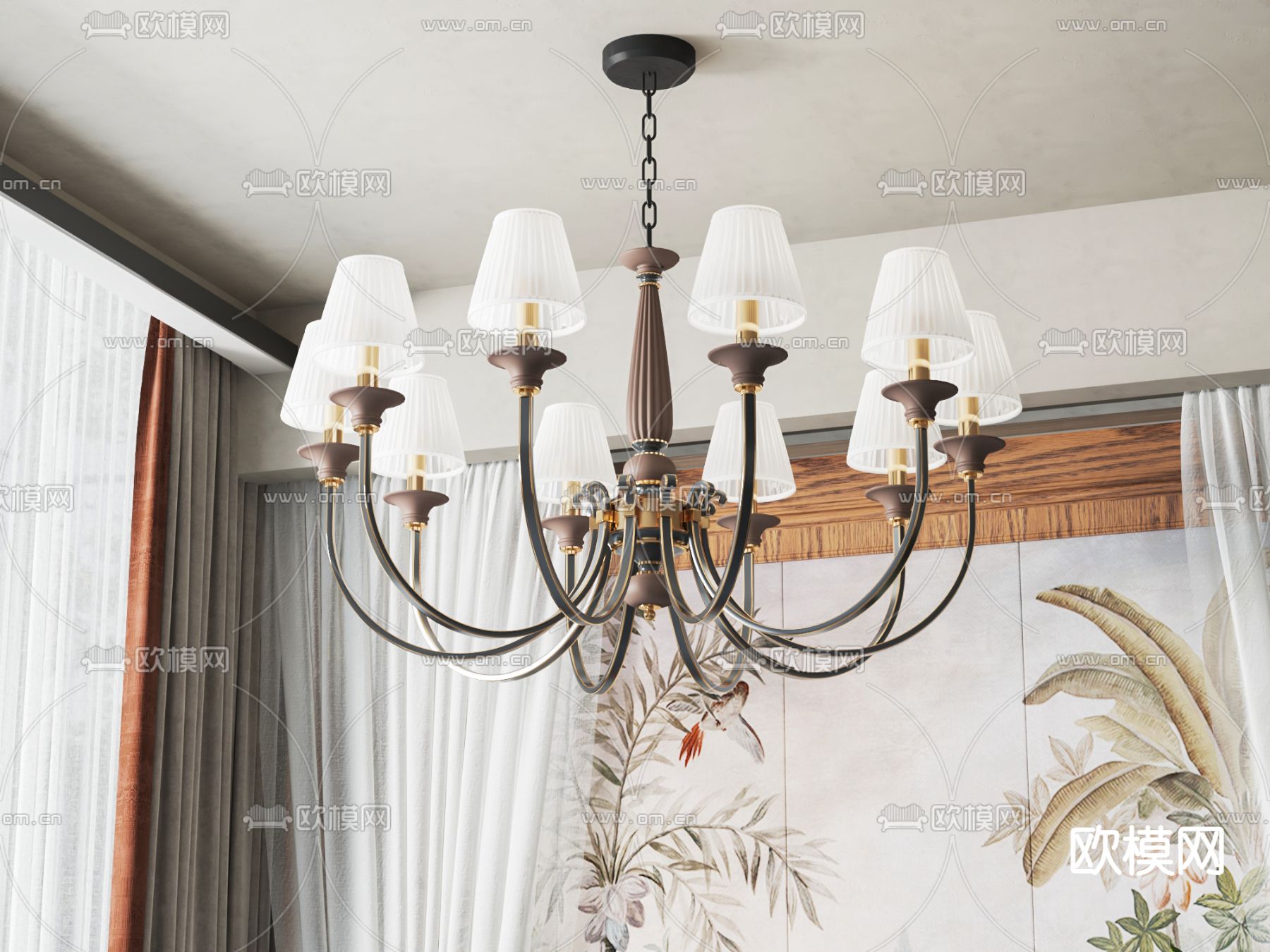 美式吊灯su模型下载（渲染图1）