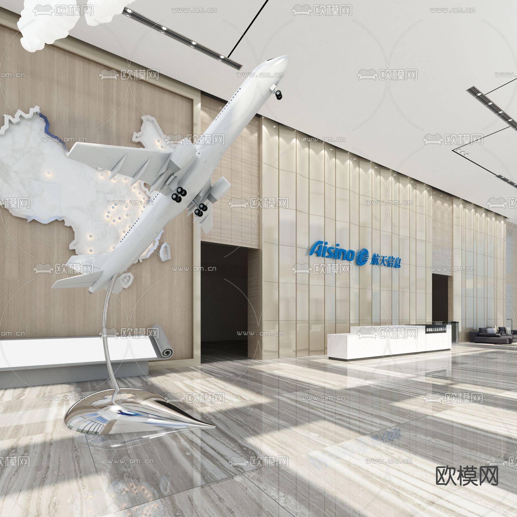 办公室前台 接待3d模型下载