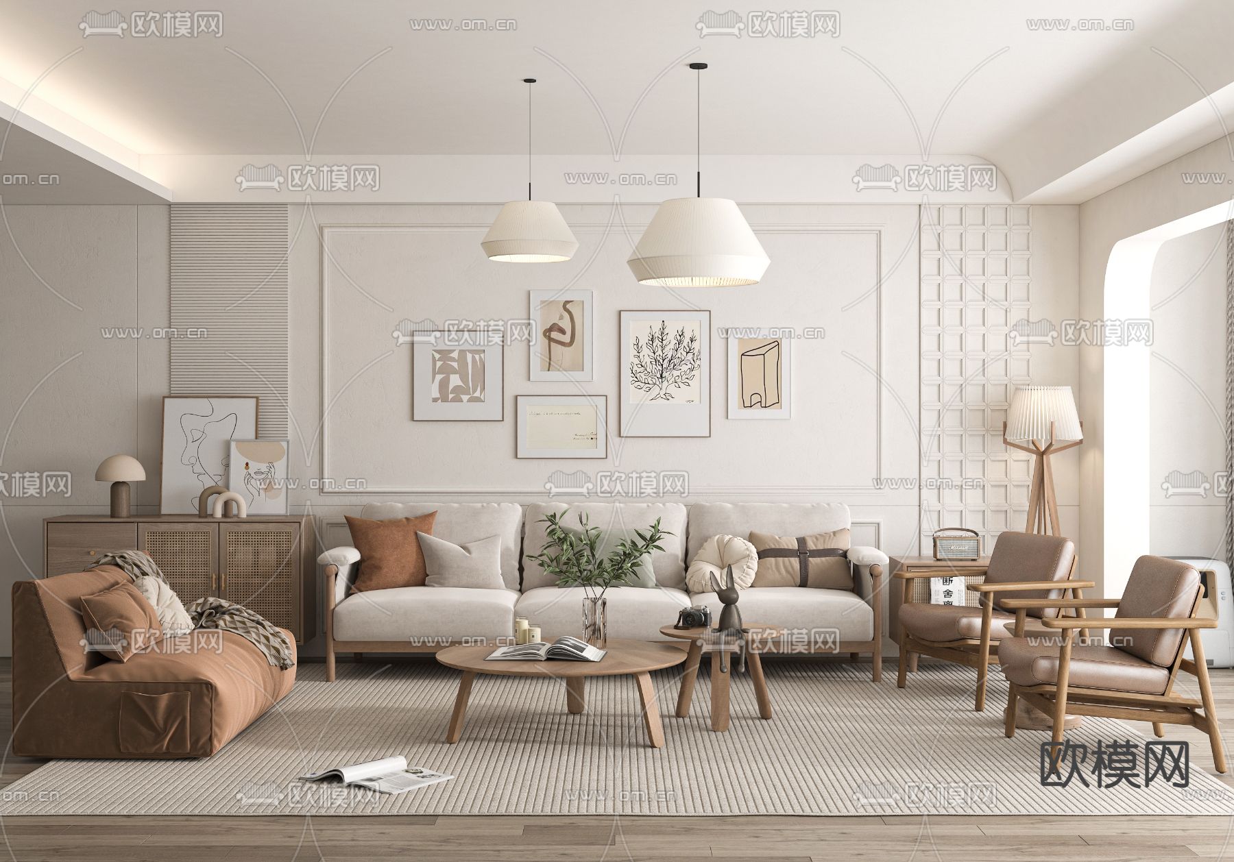 北欧客厅3d模型下载