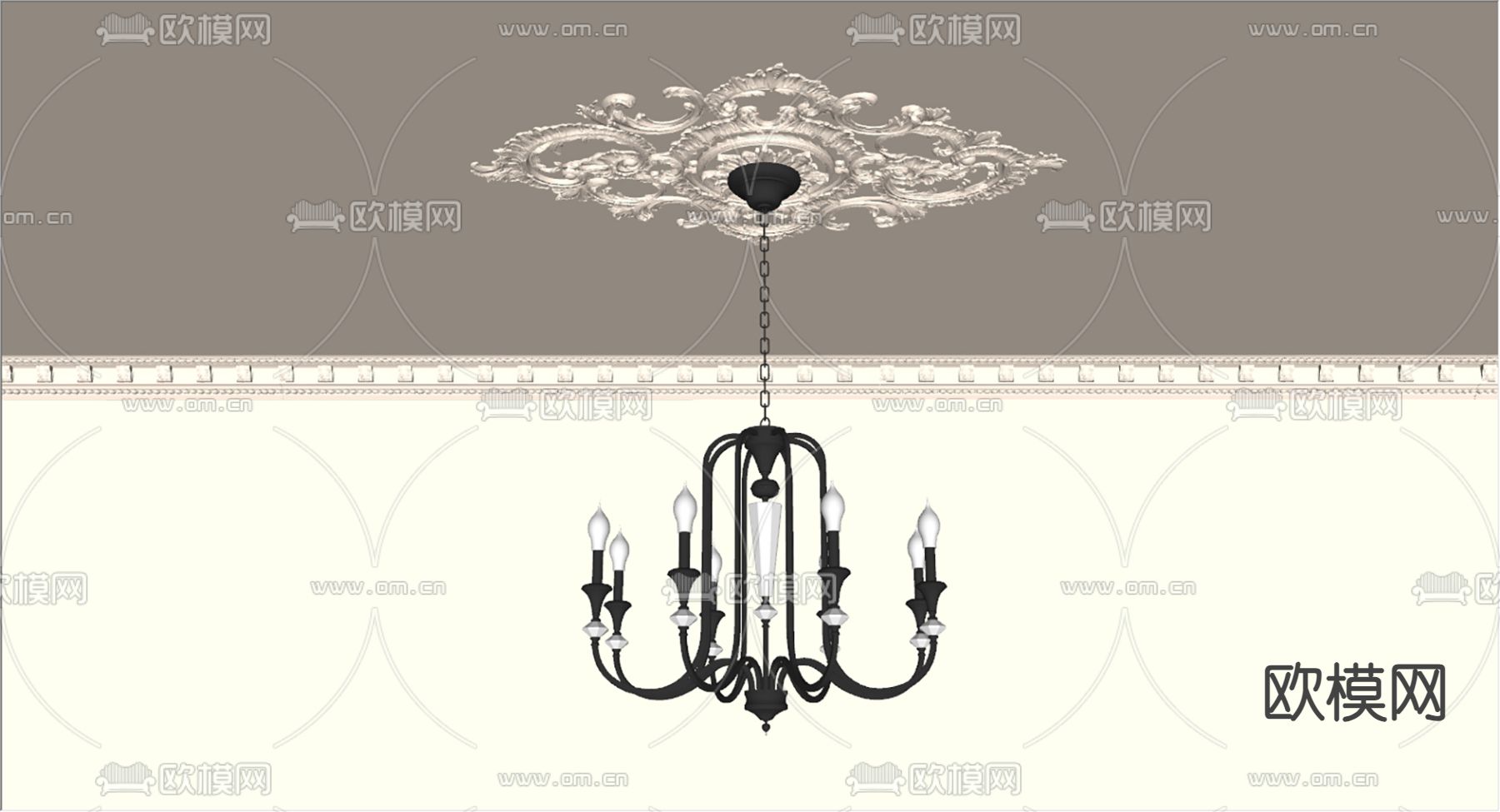 美式吊灯su模型下载（渲染图2）