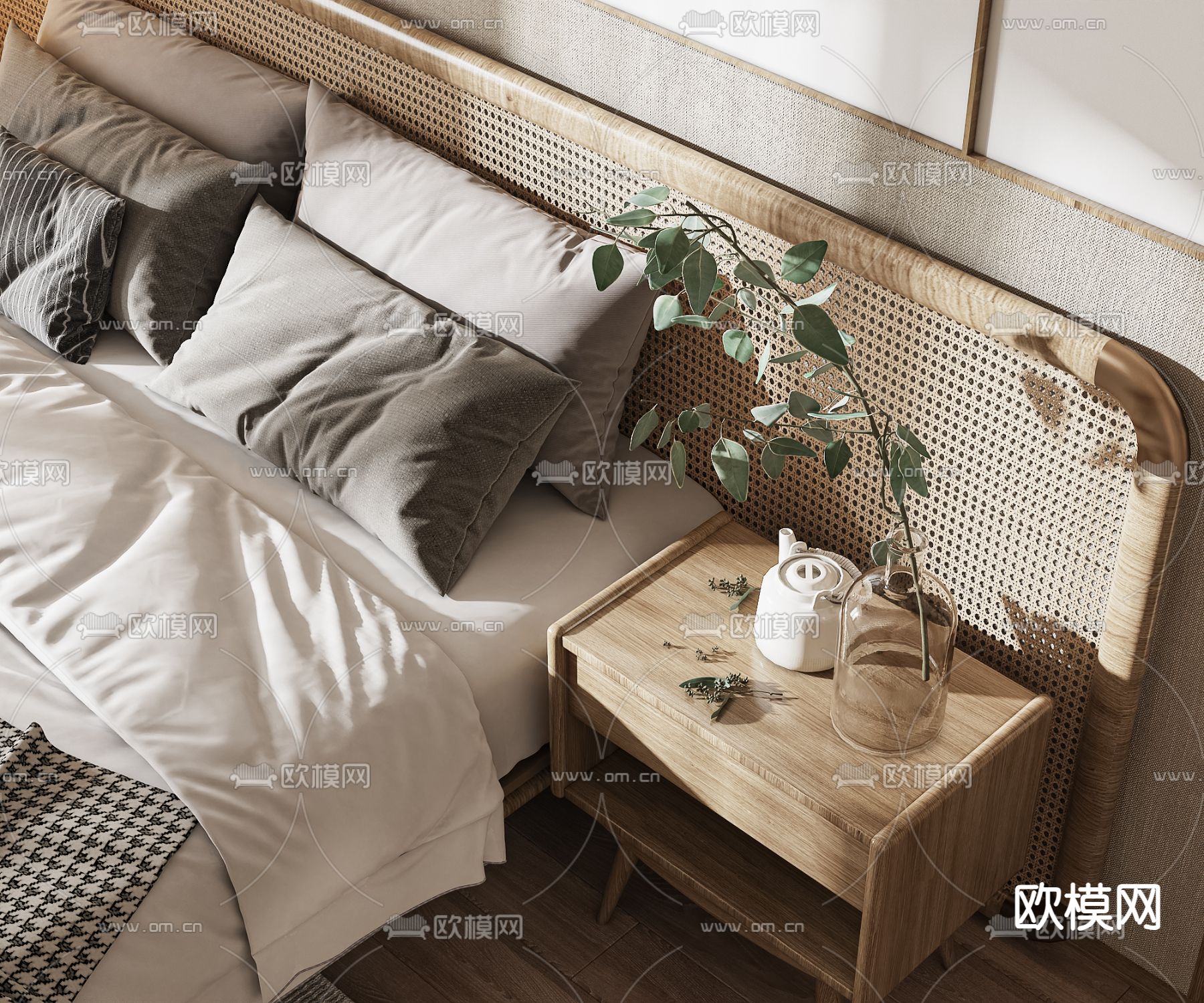 日式卧室 主卧3d模型下载（渲染图3）