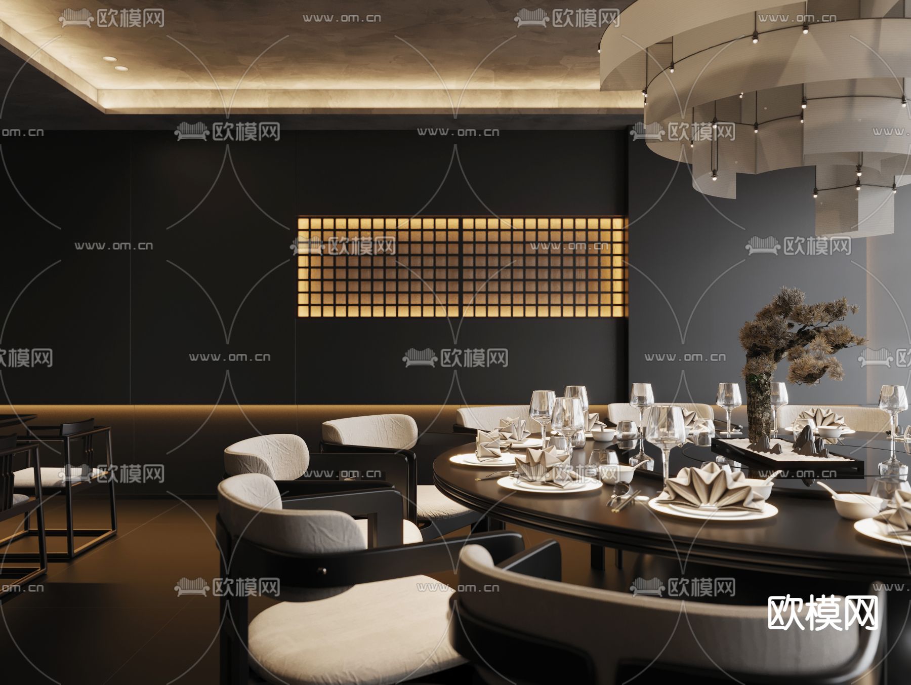酒店餐厅包间 私房菜包房3d模型下载（渲染图2）