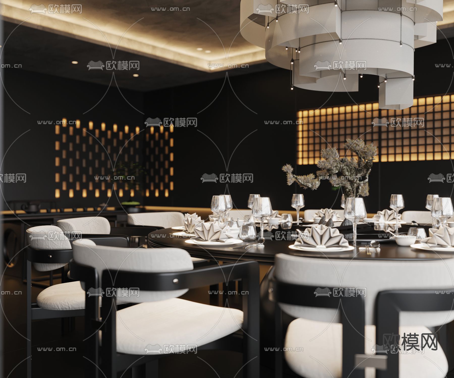 酒店餐厅包间 私房菜包房3d模型下载（渲染图3）