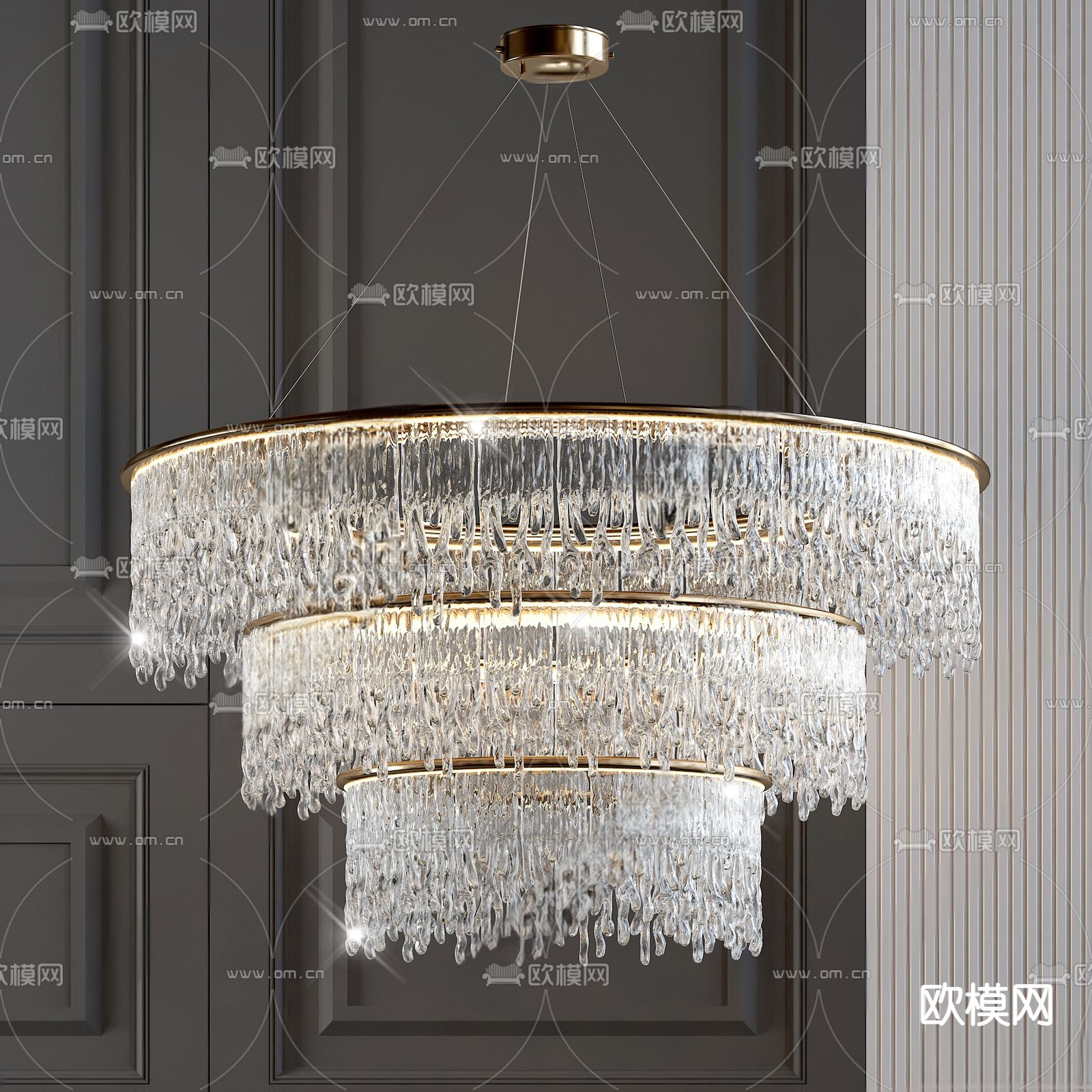 现代水晶吊灯su模型下载（渲染图1）