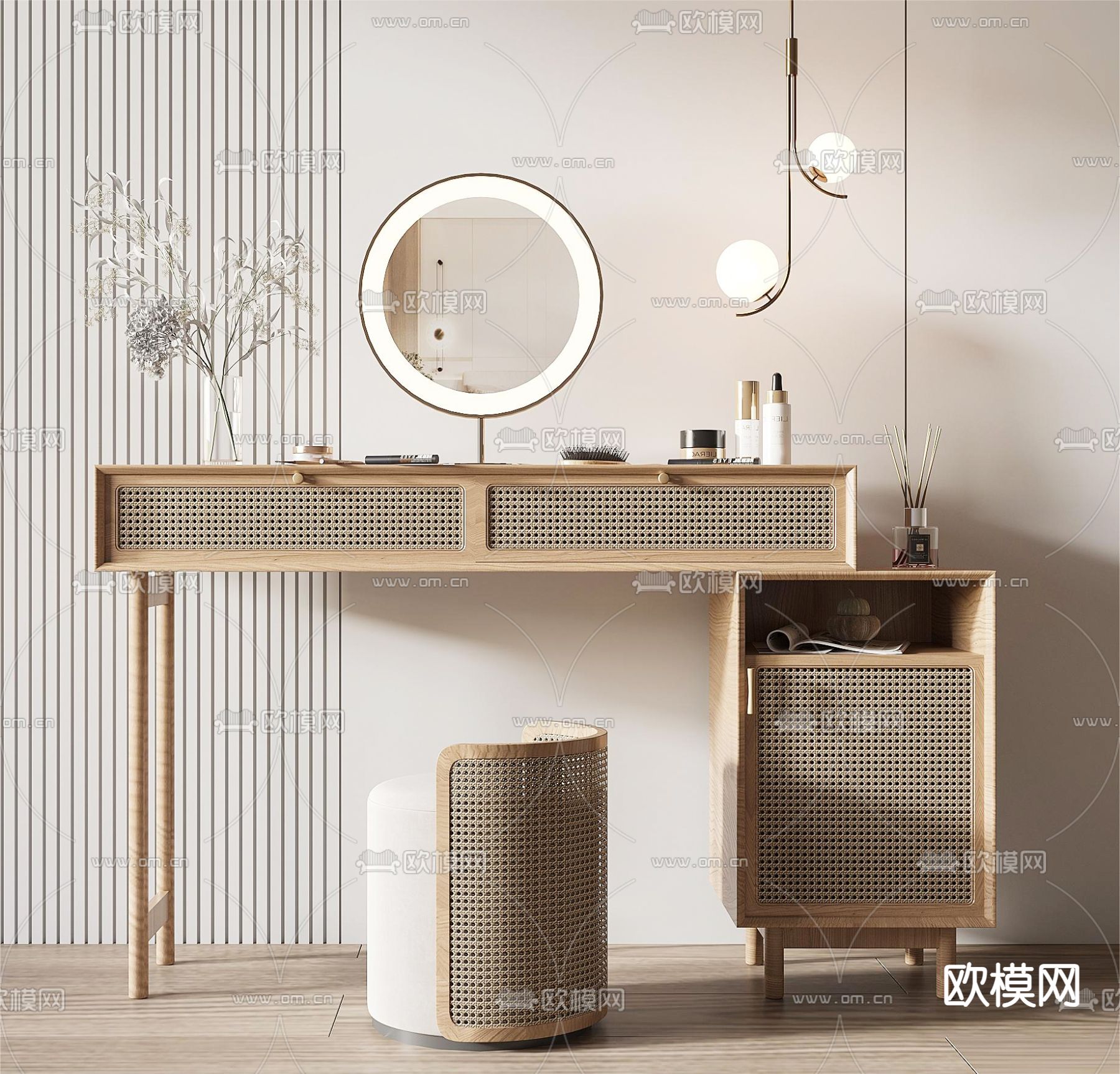 侘寂梳妆台3d模型下载