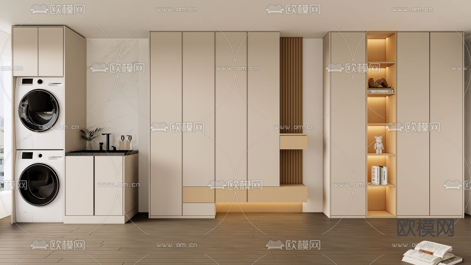 现代阳台柜su模型下载（渲染图1）