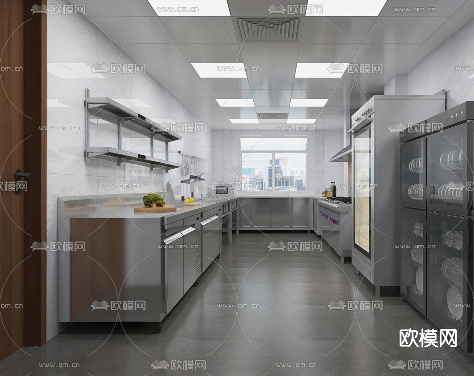 现代餐饮后厨su模型下载（渲染图1）