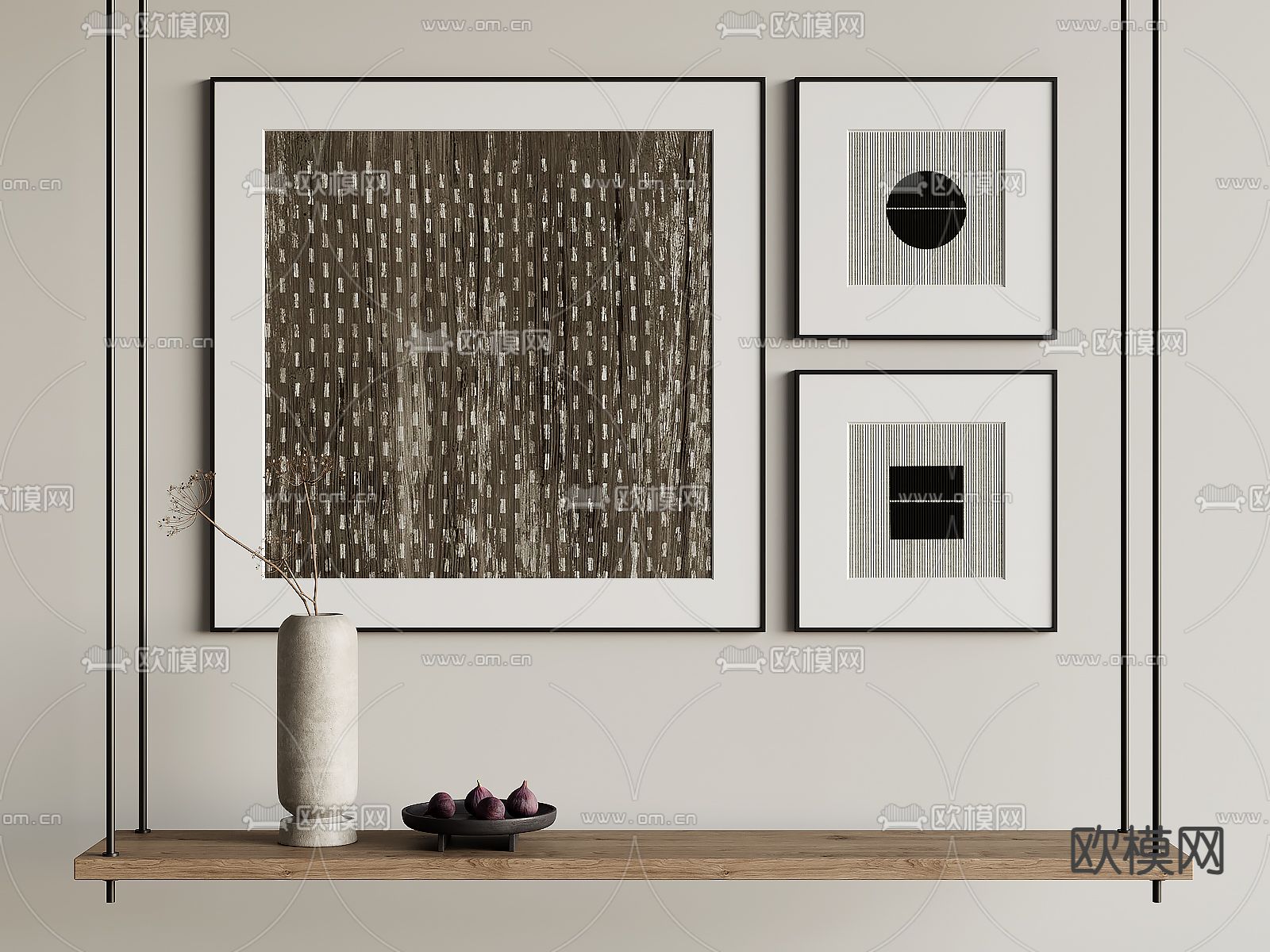 侘寂风装饰画su模型