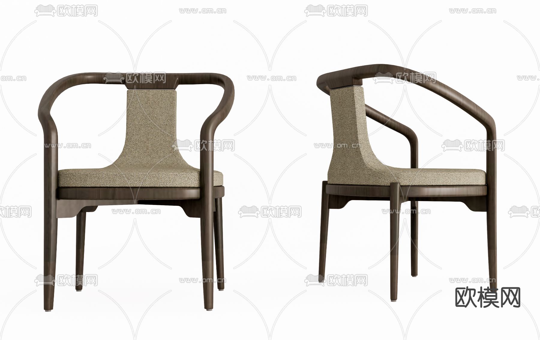 中式休闲椅su模型下载（渲染图1）