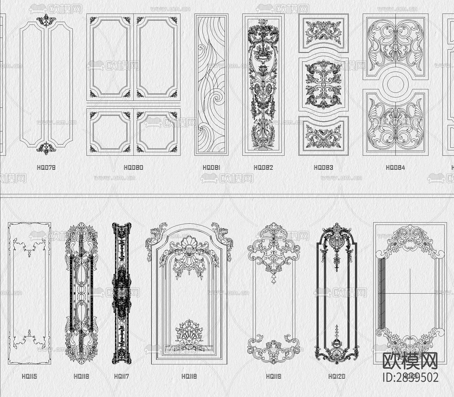 法式欧式护墙板CAD图库下载（渲染图7）
