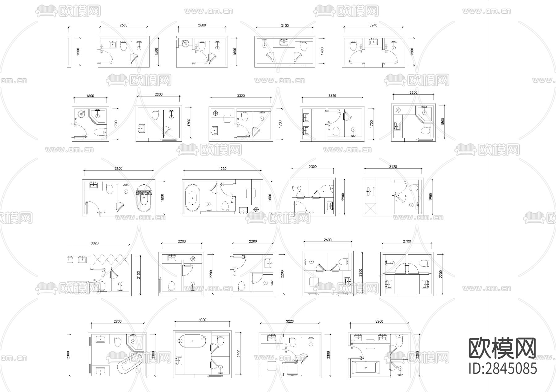 100款厕所洗手间CAD图库下载（渲染图3）