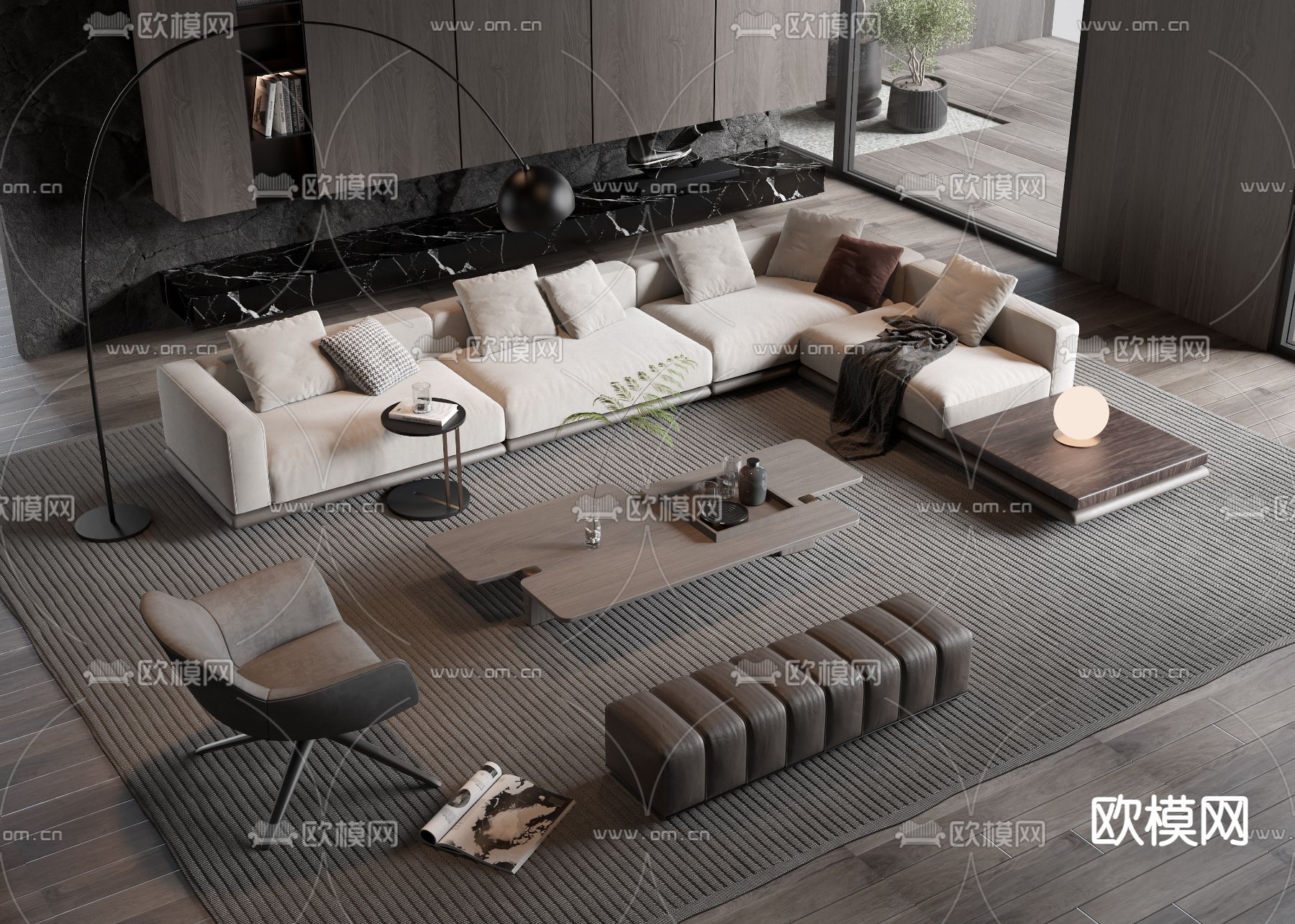 Minotti 现代组合沙发3d模型下载