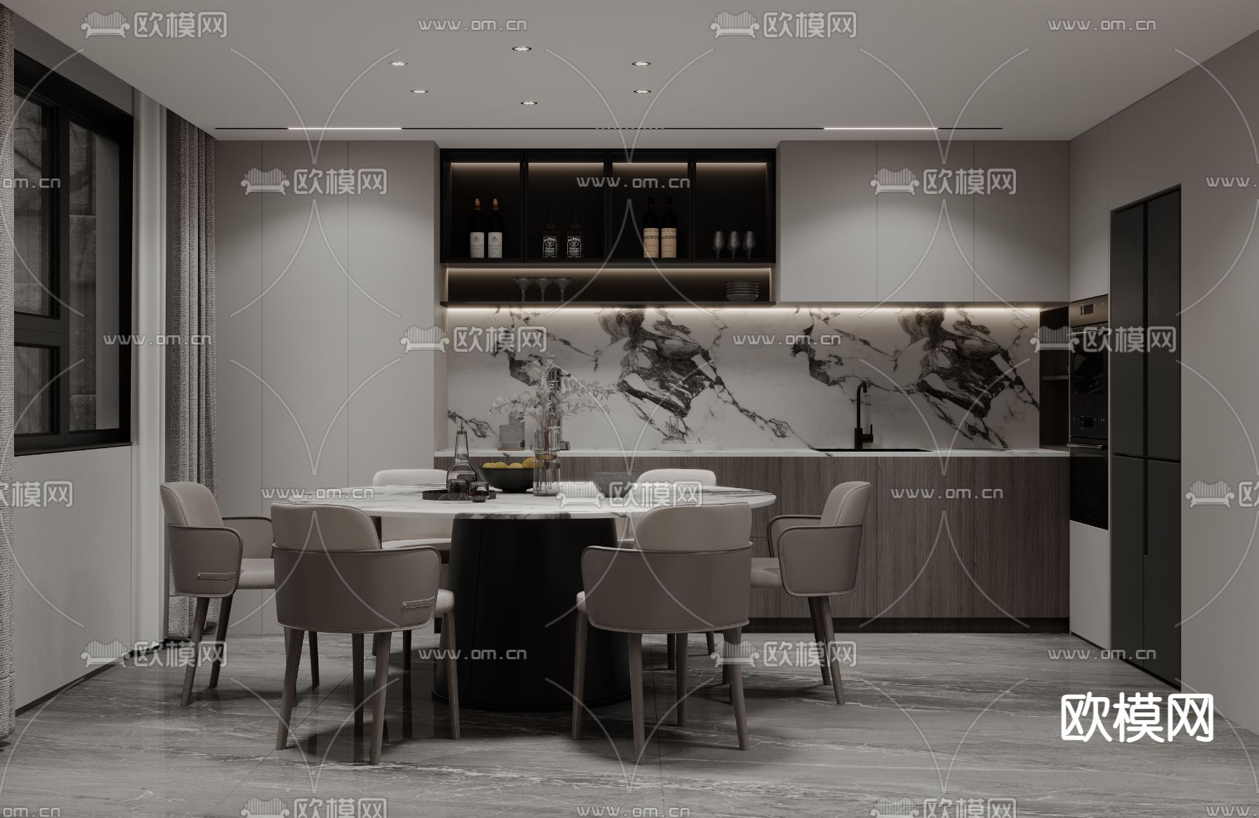 别墅客厅 高级灰别墅3d模型下载（渲染图3）