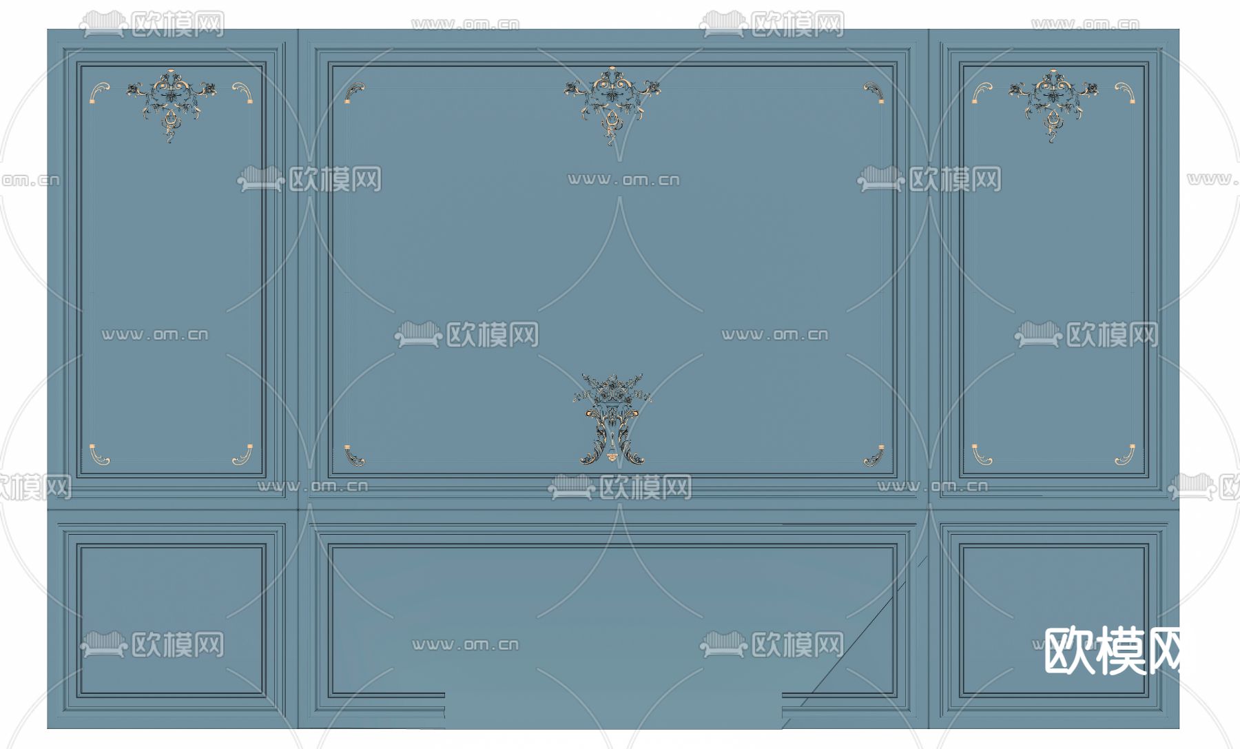 法式护墙板su模型下载（渲染图2）