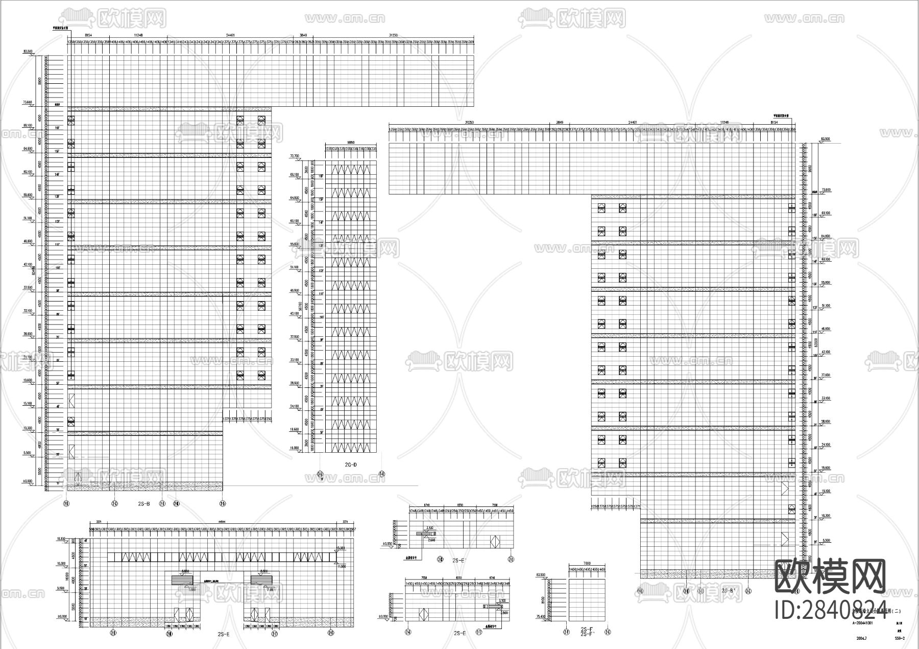 商业写字楼玻璃幕墙CAD施工图下载（渲染图6）