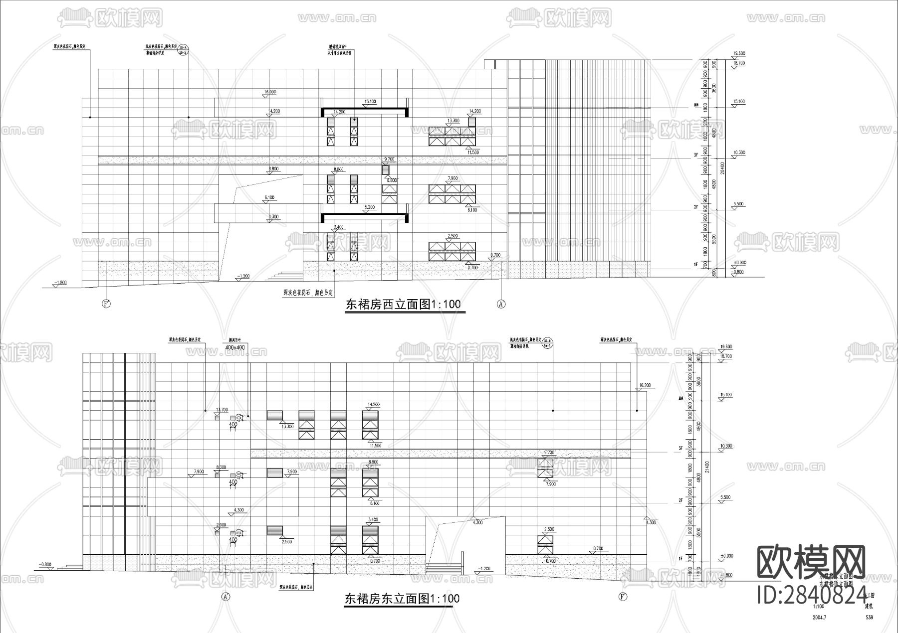 商业写字楼玻璃幕墙CAD施工图下载（渲染图8）