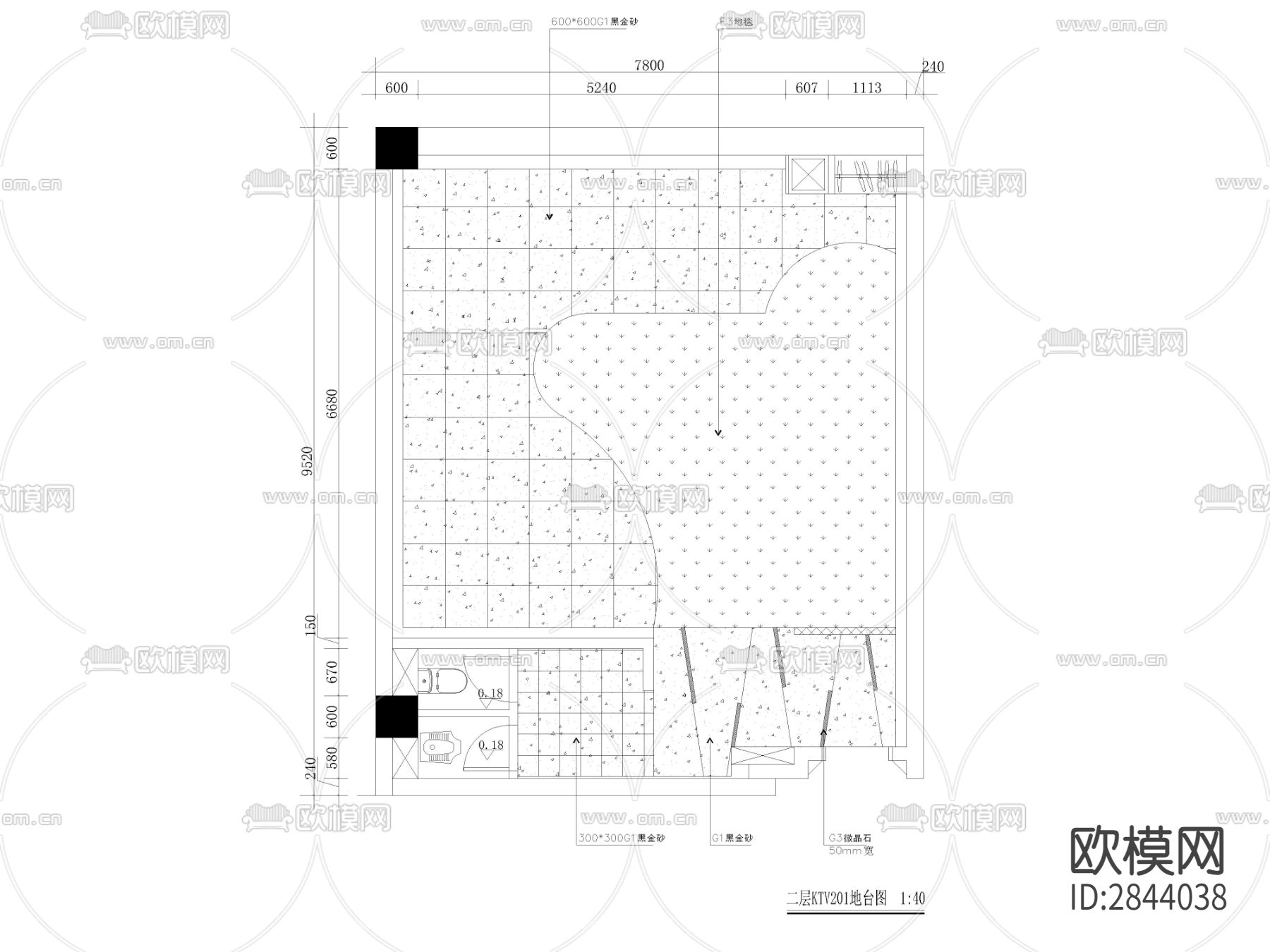 KTV包房包厢 立面节点大样图下载（渲染图2）