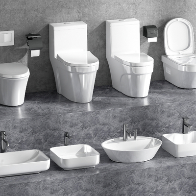  马桶 洗手台 坐便器su模型 